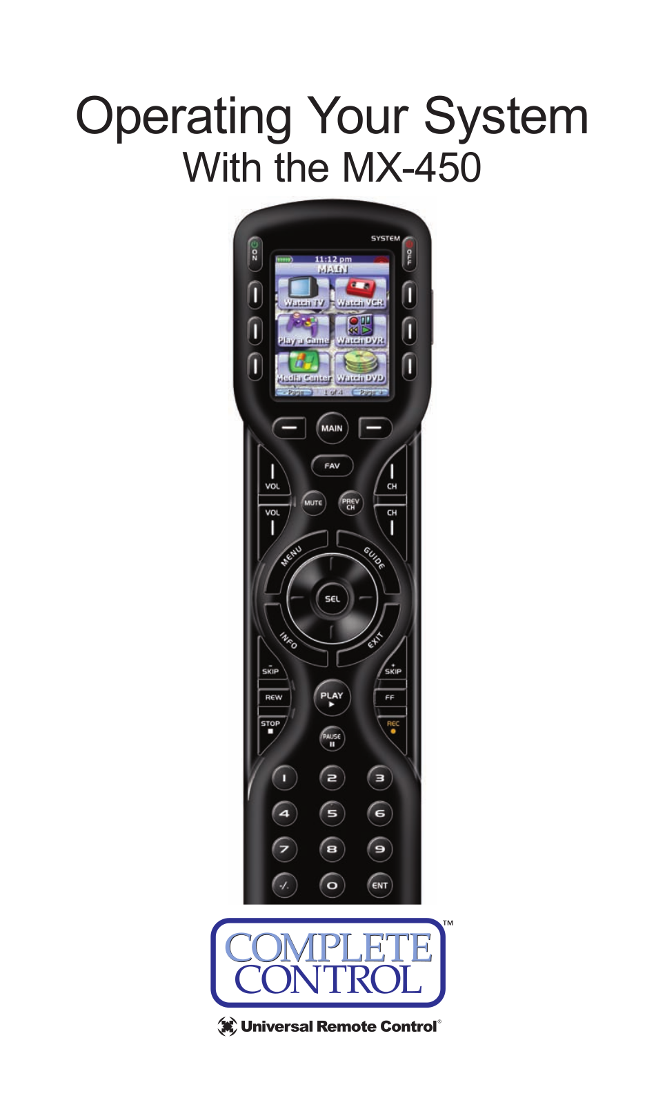 Universal Remote Control MX-450 Owner's Manual