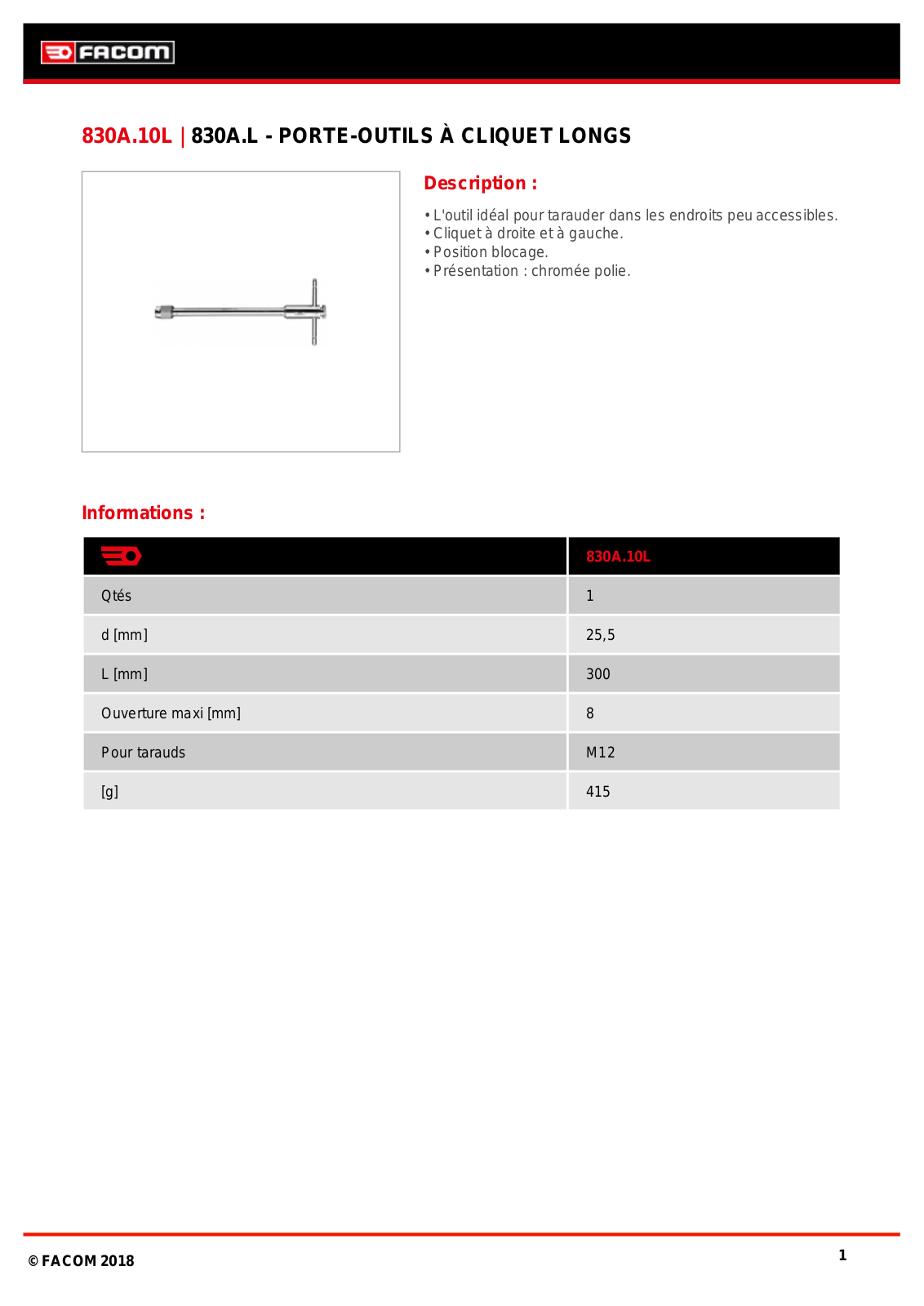 Facom 830A.10L Specification - ManualMachine.com