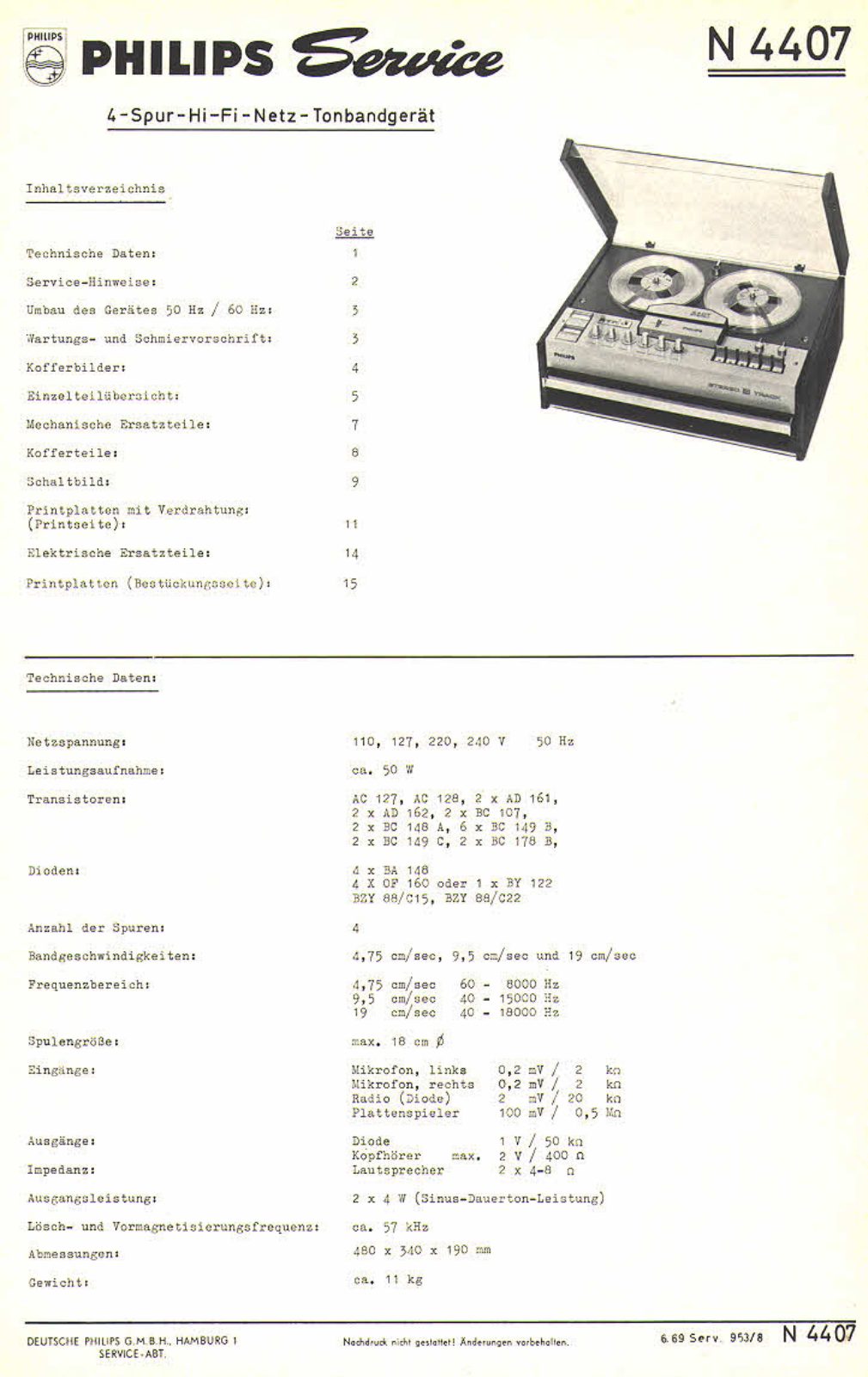 PHILIPS N4407 Service manual