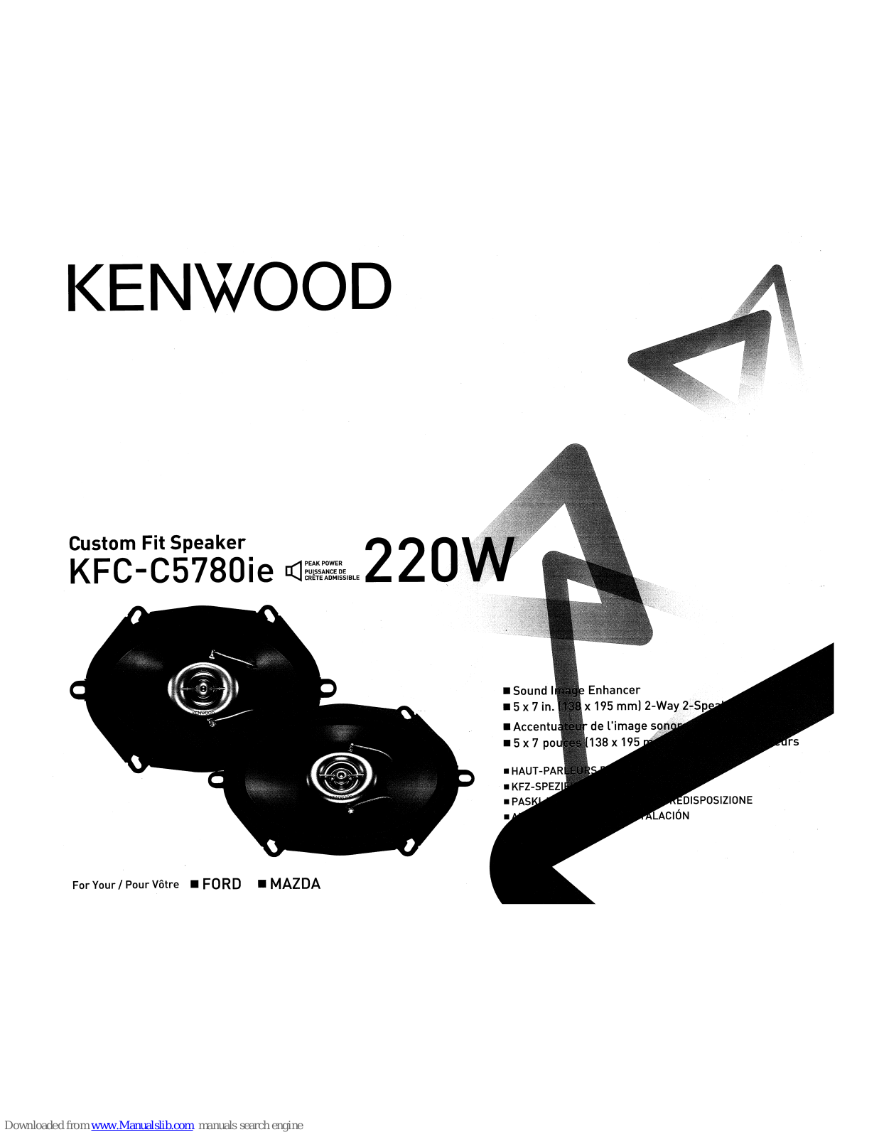 Kenwood KFC-C5780ie Installation Instructions Manual