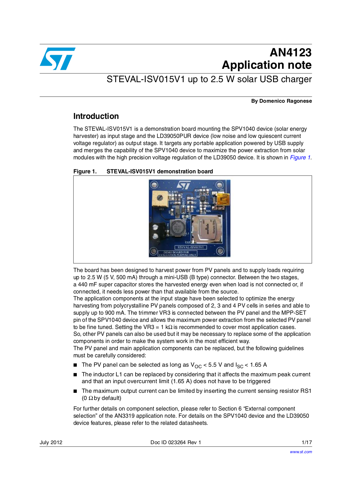 ST AN4123 APPLICATION NOTE