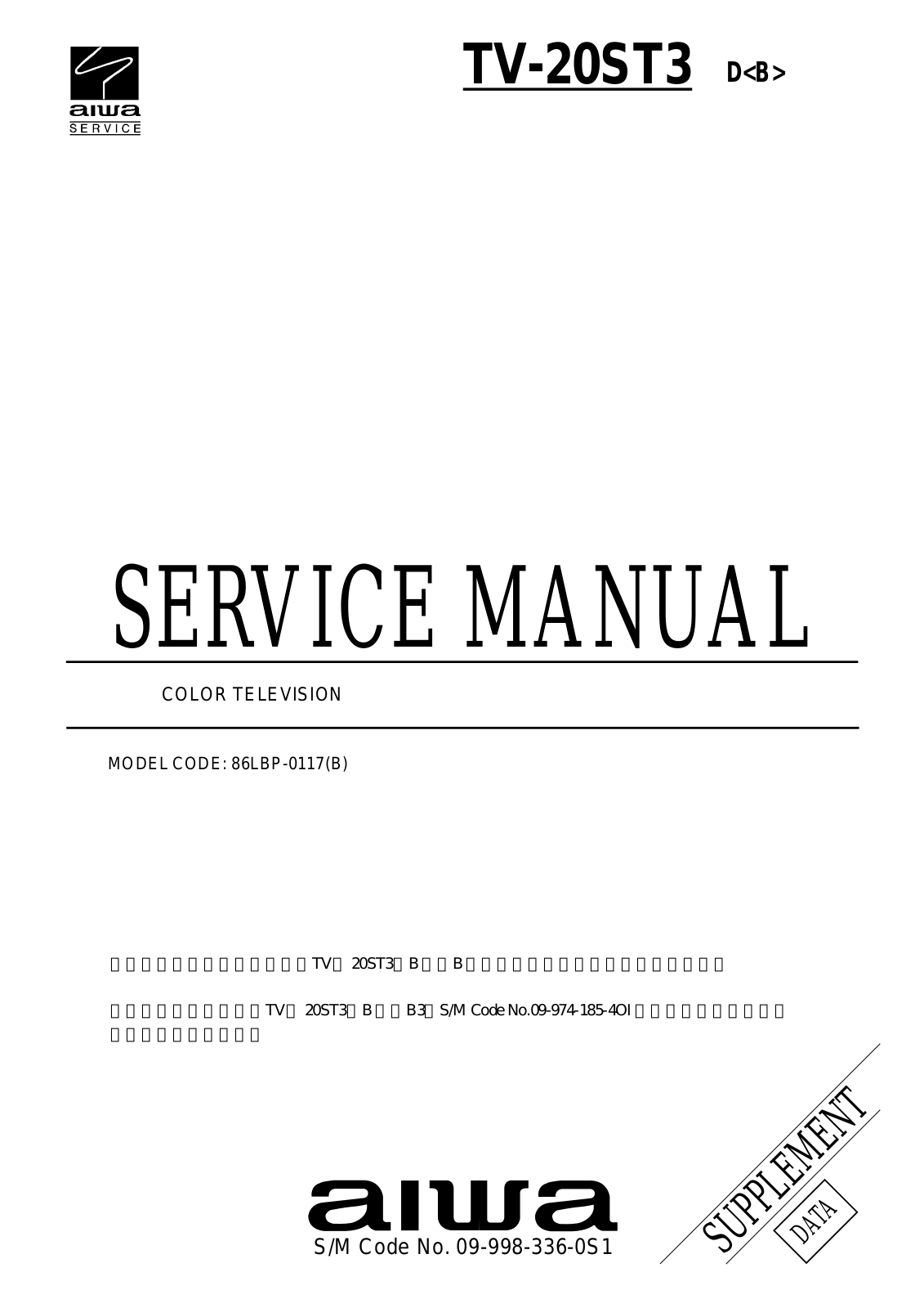 Aiwa TV-20ST3 Service Manual