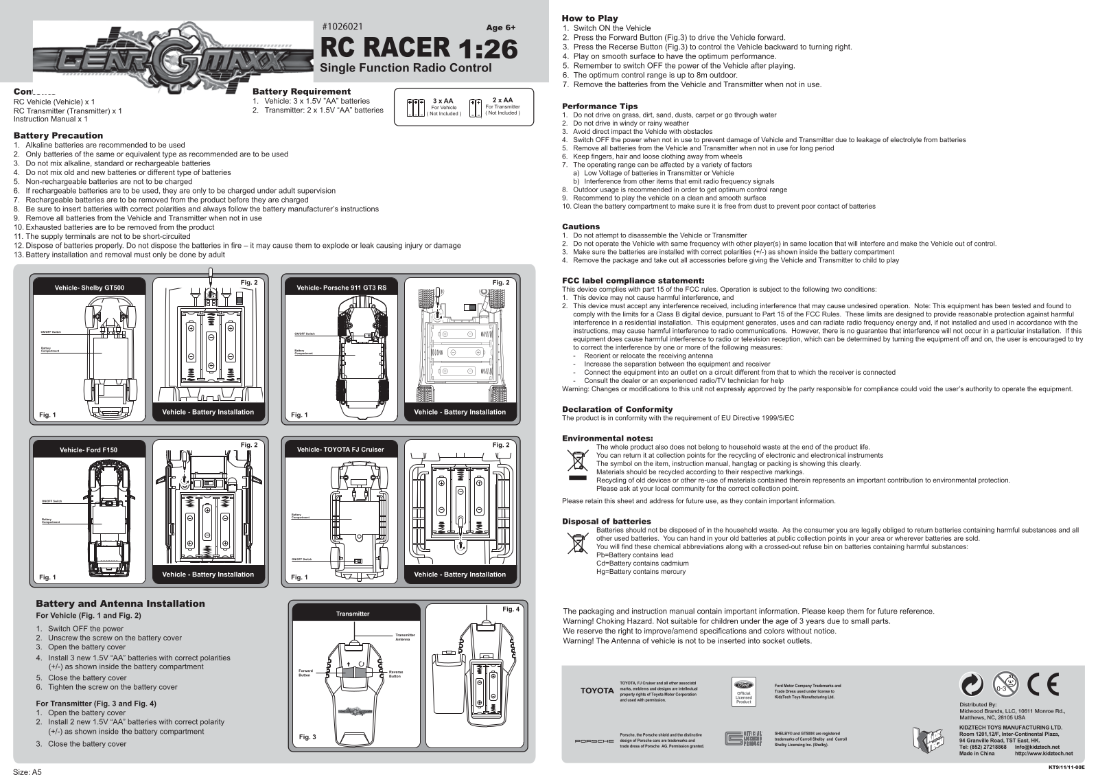 KIDZTECH TOYS 15643RX 49, 15643TX 27 User Manual