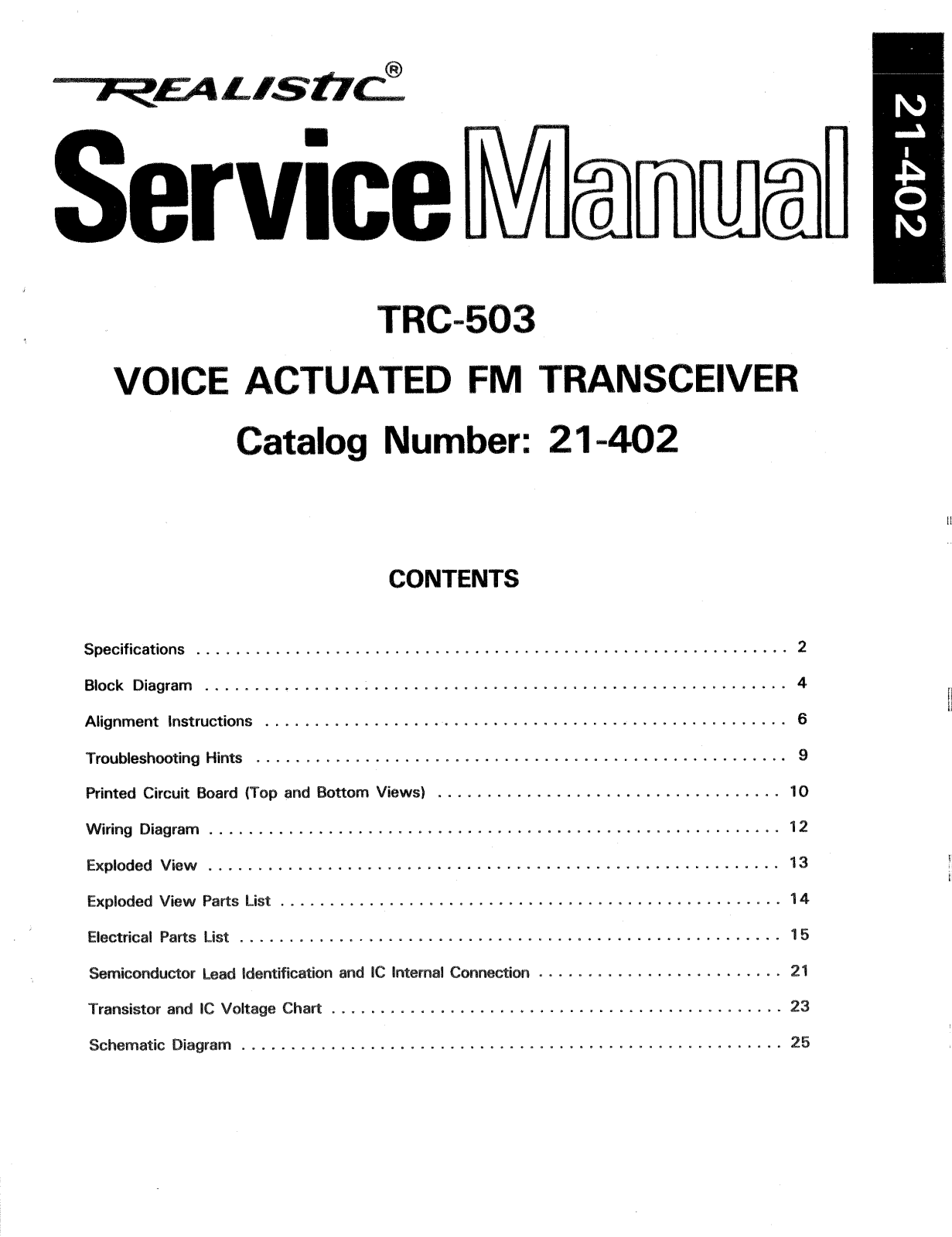 Realistic   RadioShack TRC-503 Service Manual