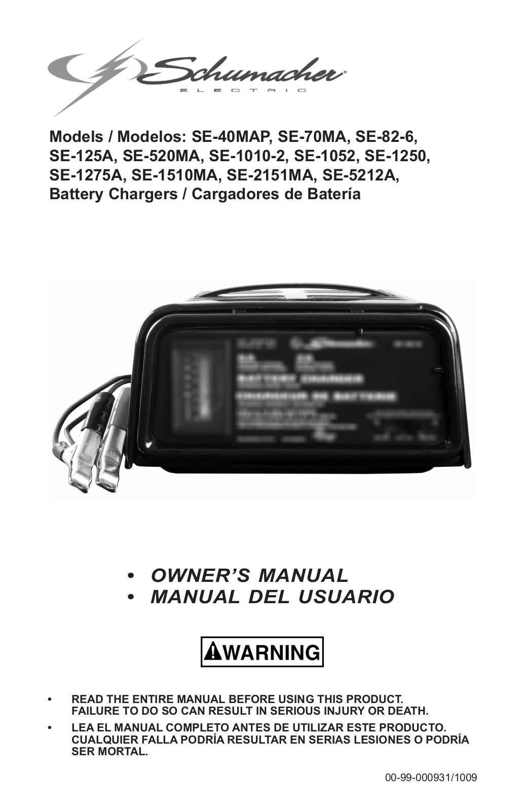 Schumacher SE-1052, SE-5212MA, SE-1510MA User Manual