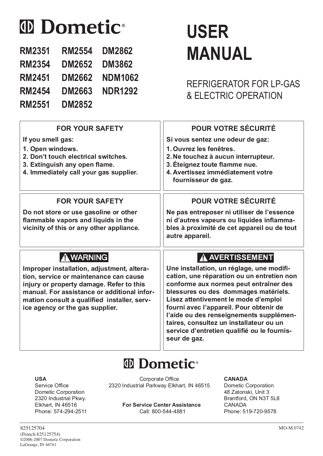 Dometic DM3862 User Manual