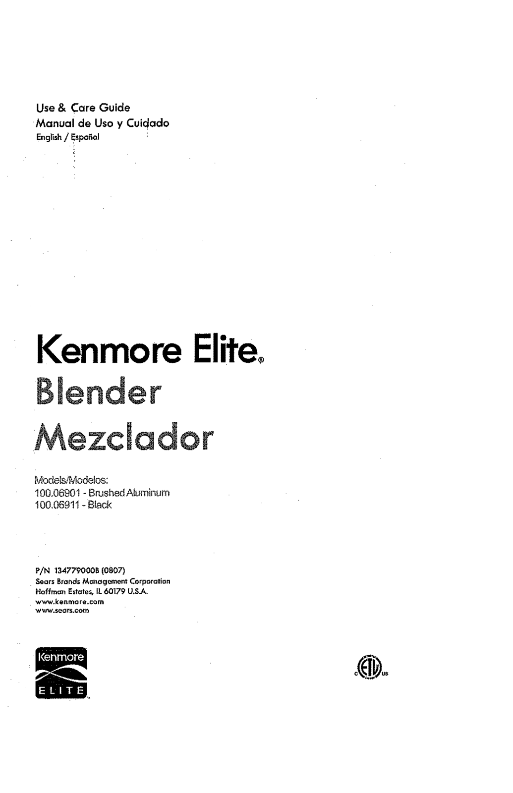 Kenmore Elite 10006901, 10006911 Owner’s Manual