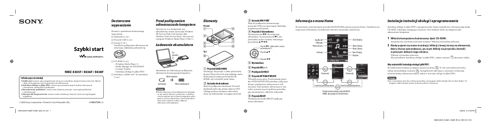 Sony NWZ-E435F, NWZ-E436F, NWZ-E438F User Manual