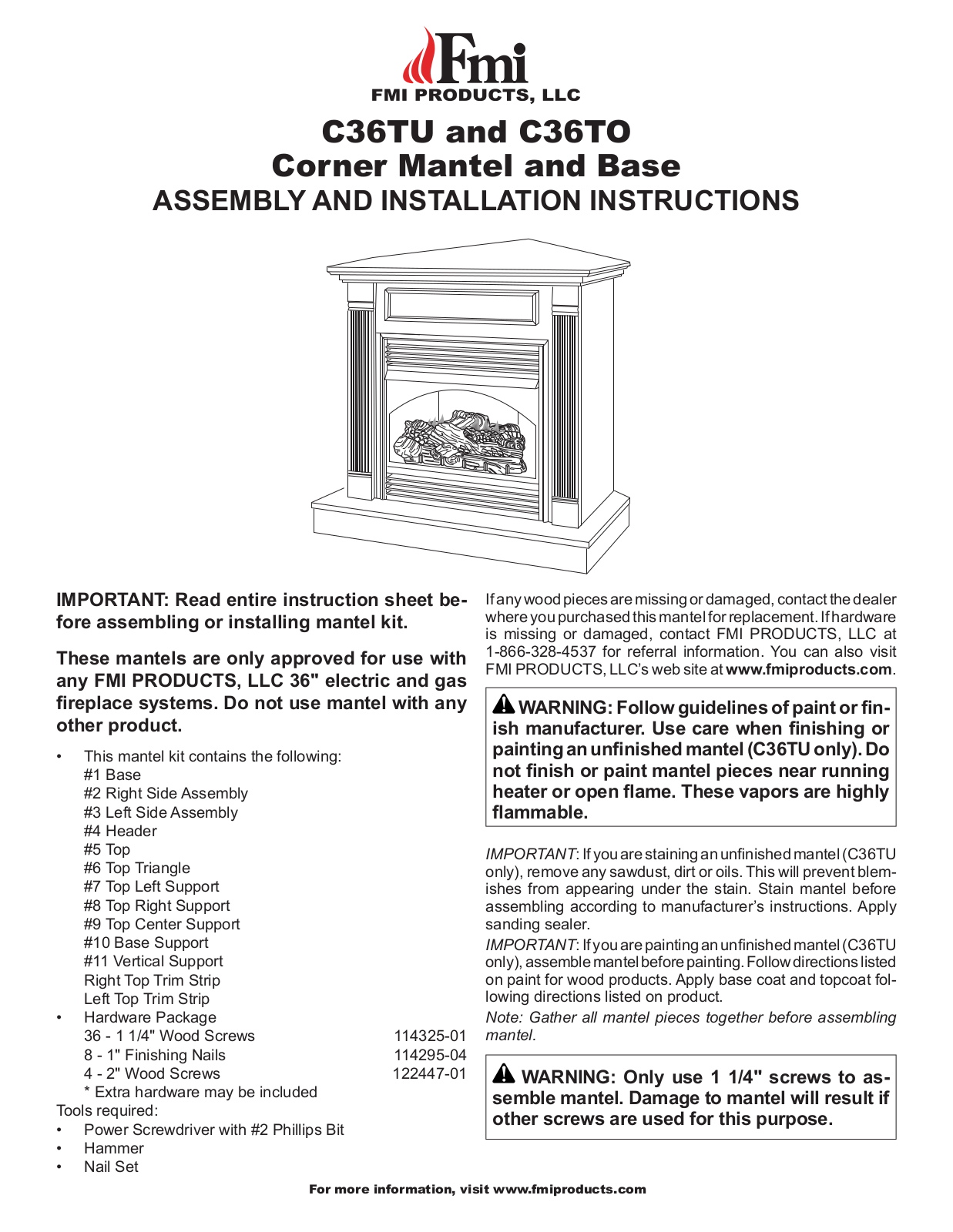 FMI C36TU, C36TO Installation Instructions Manual