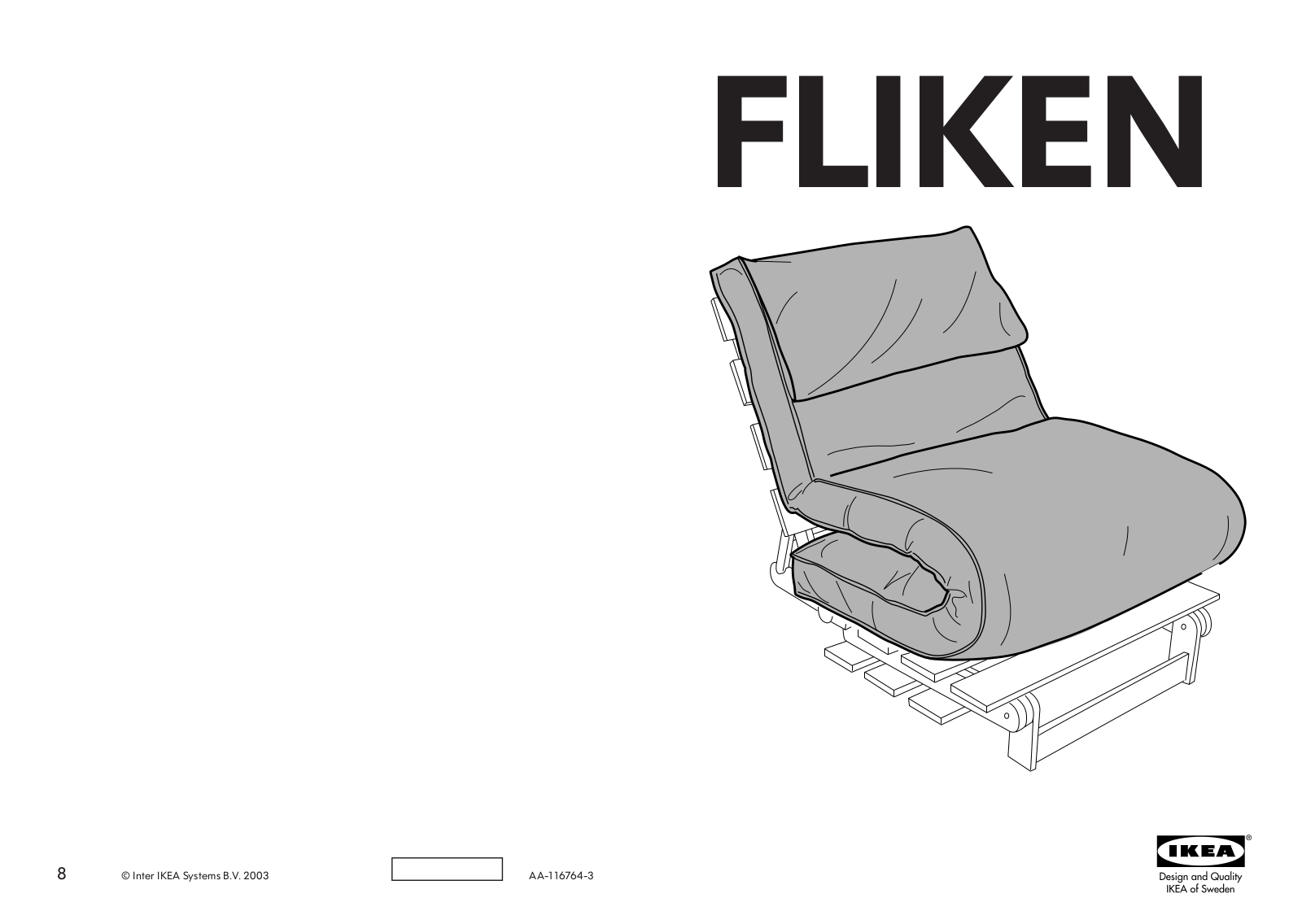 IKEA MUNKARP FLIKEN FUTON CHAIR COVER Assembly Instruction