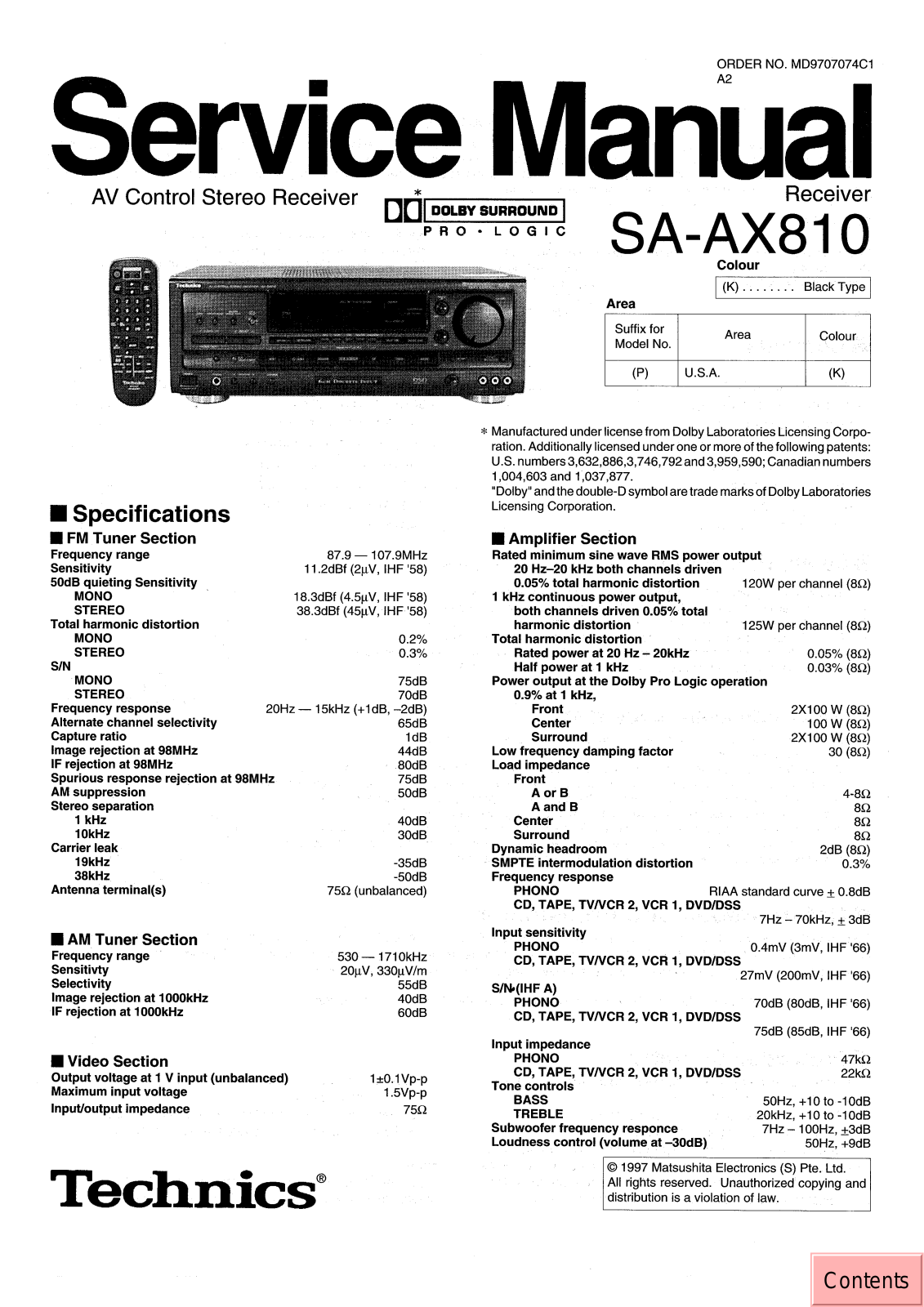 Technics SAAX-810 Service manual