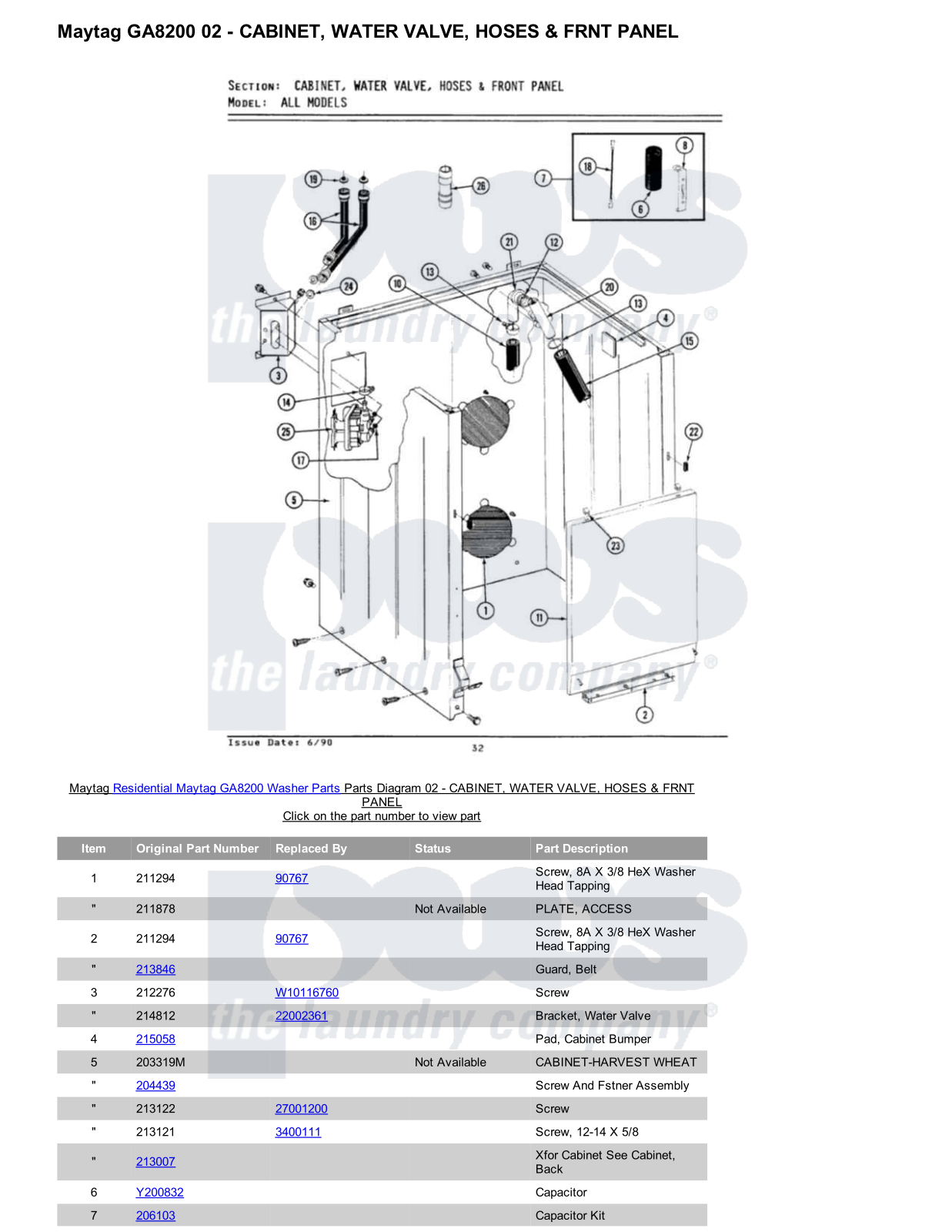 Maytag GA8200 Parts Diagram