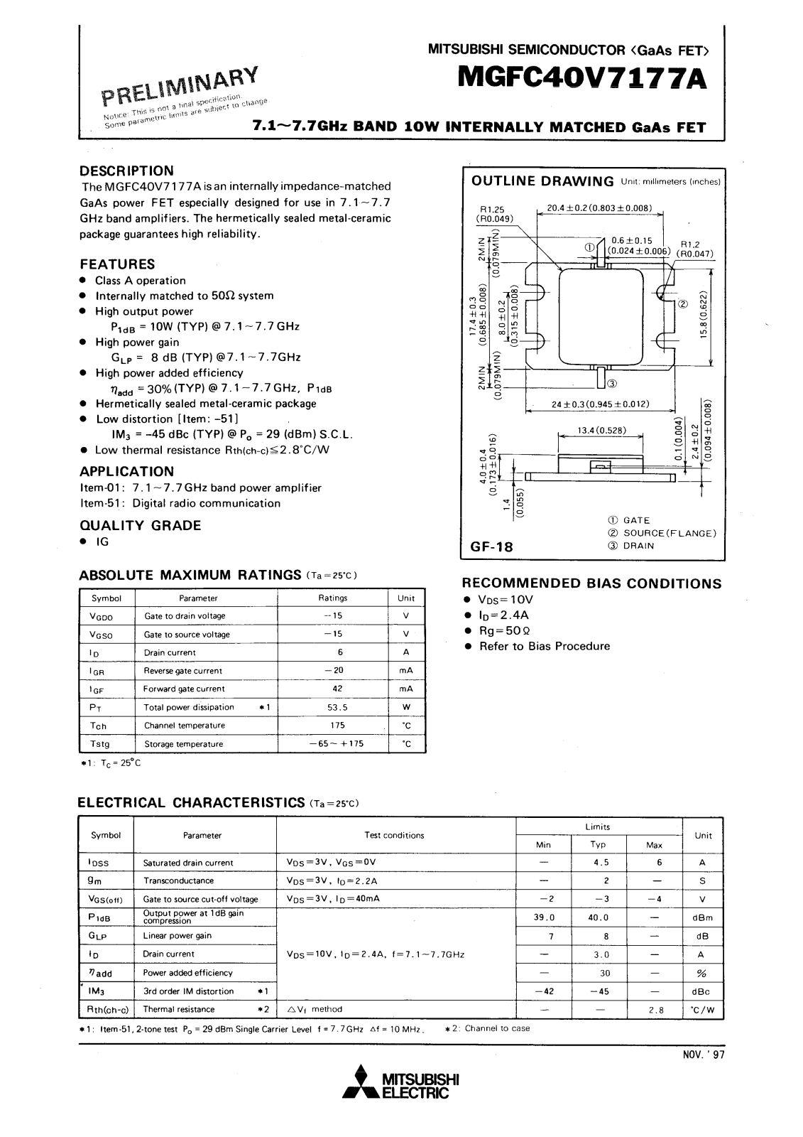 Mitsubishi MGFC40V7177A Datasheet