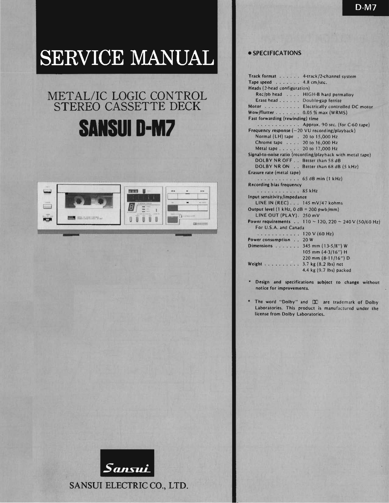 Sansui DM-7 Service Manual