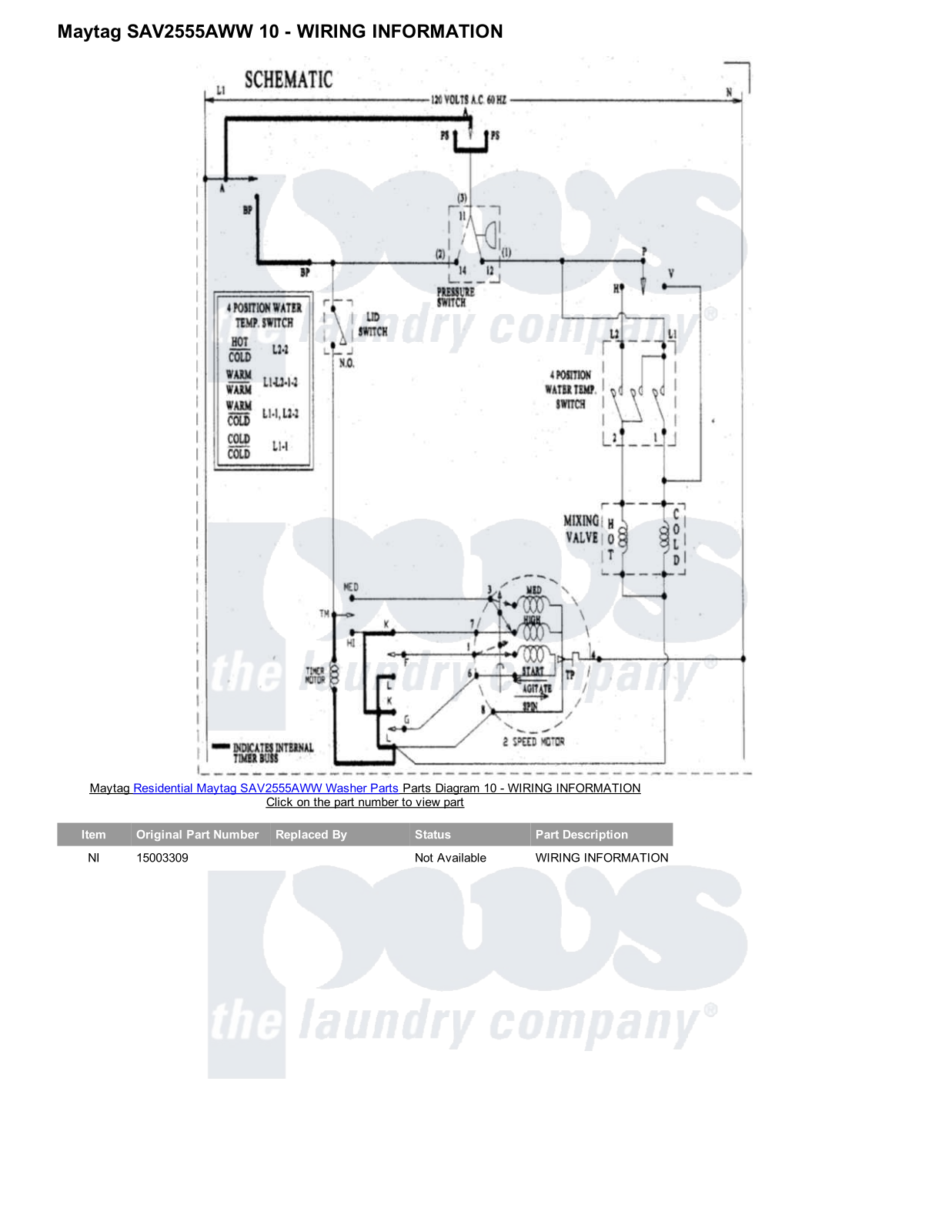 Maytag SAV2555AWW Parts Diagram