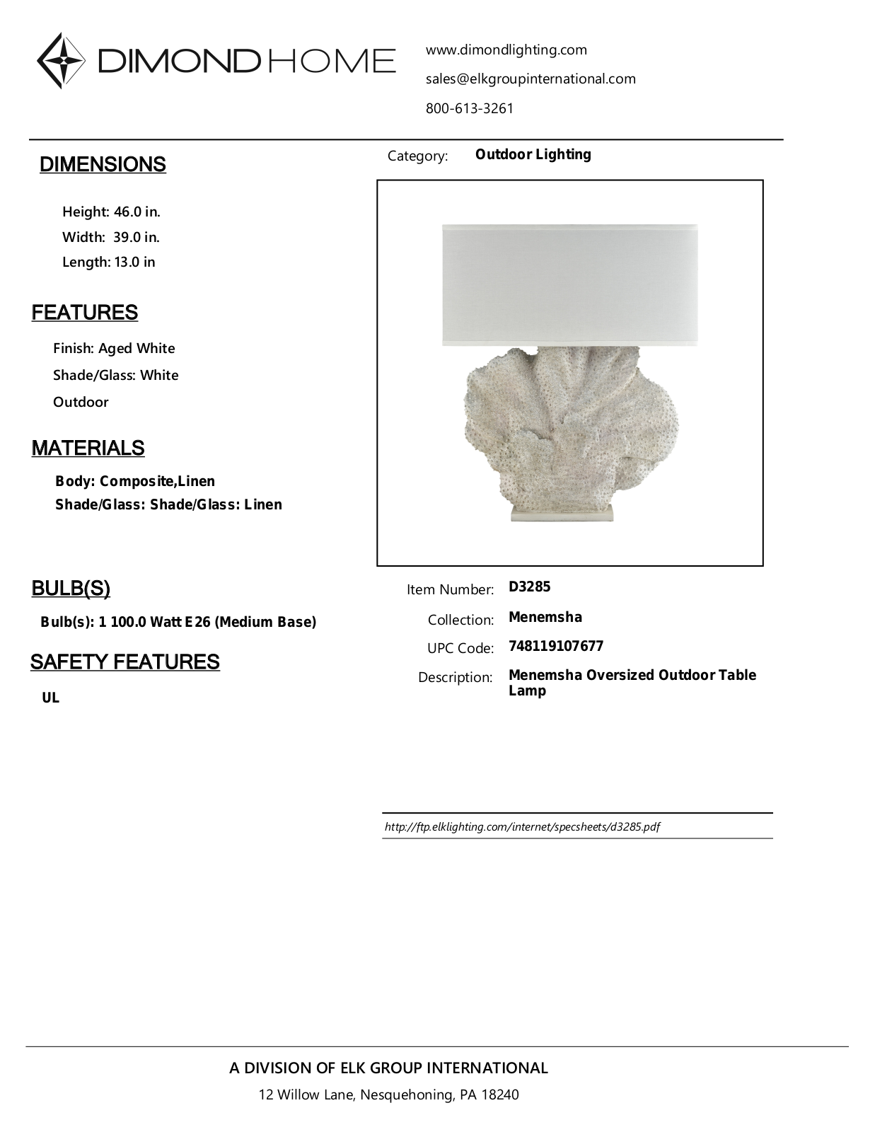 ELK Home D3285 User Manual