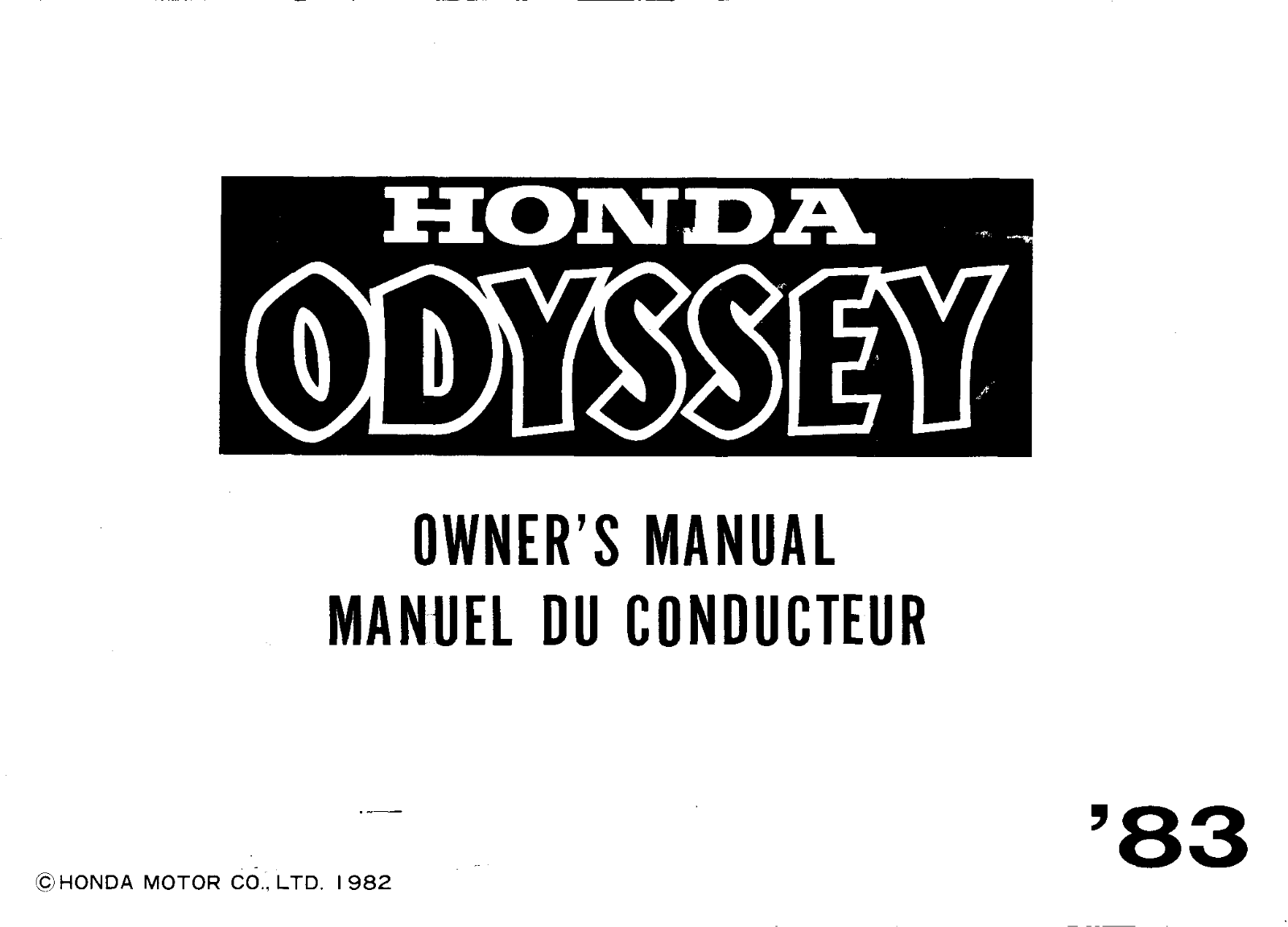 Honda ODYSSEY 1983 Owner's Manual