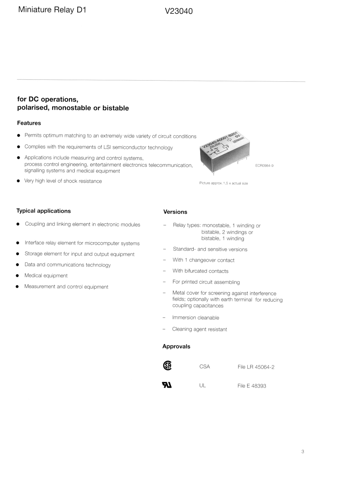 Datasheet V23040-A0004-B201, V23040 Specification - ManualMachine.com