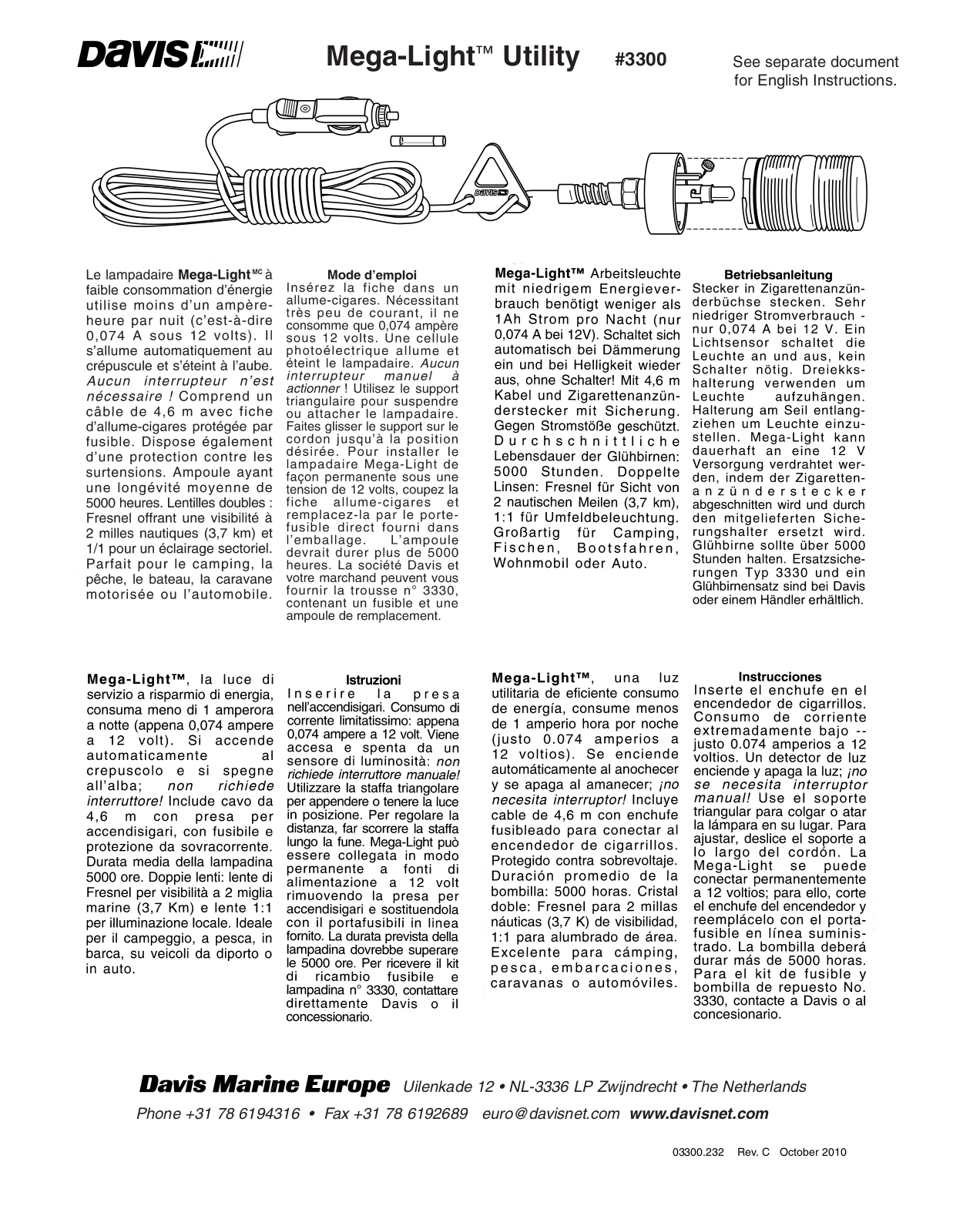 DAVIS Mega-Light Utility User Manual