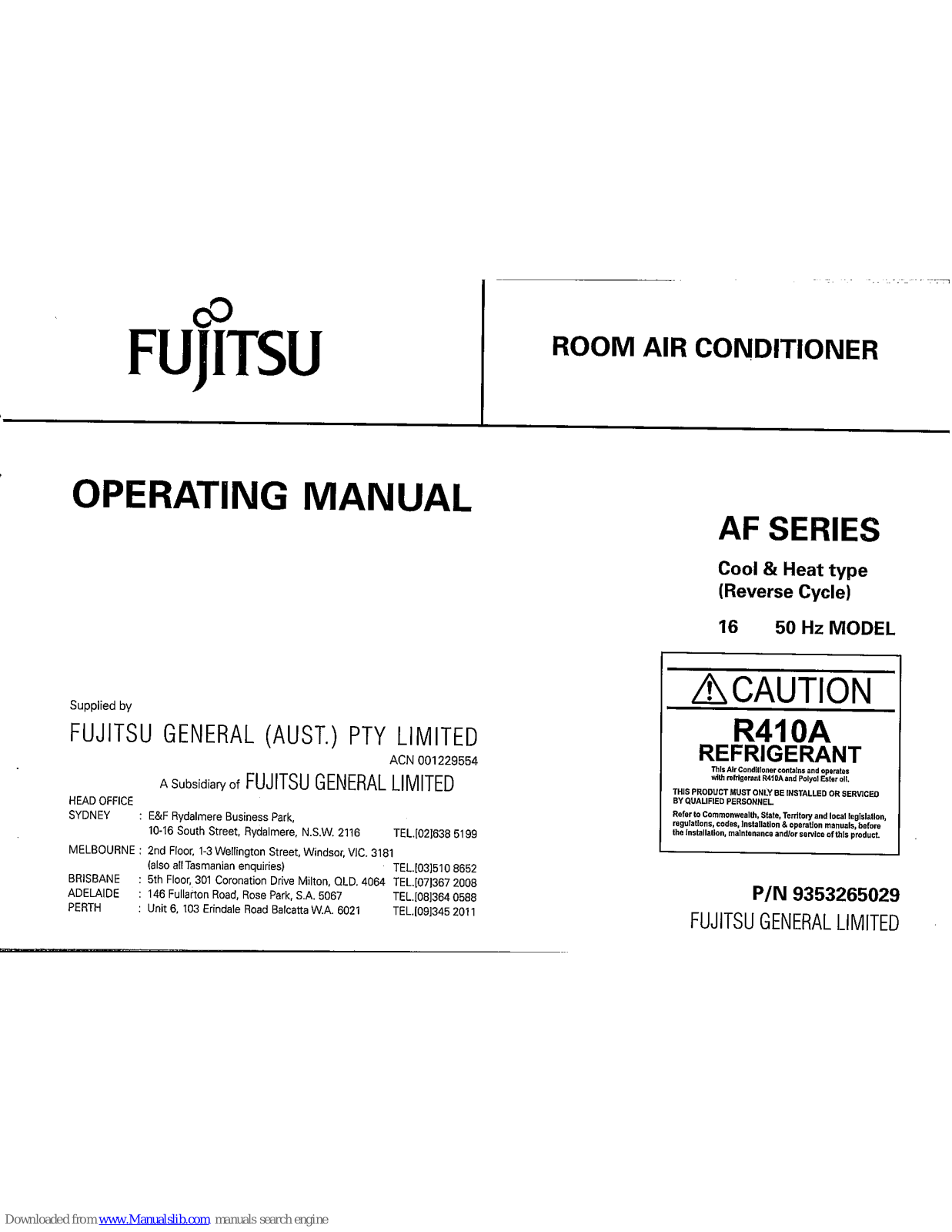 Fujitsu AF Series Operating Manual