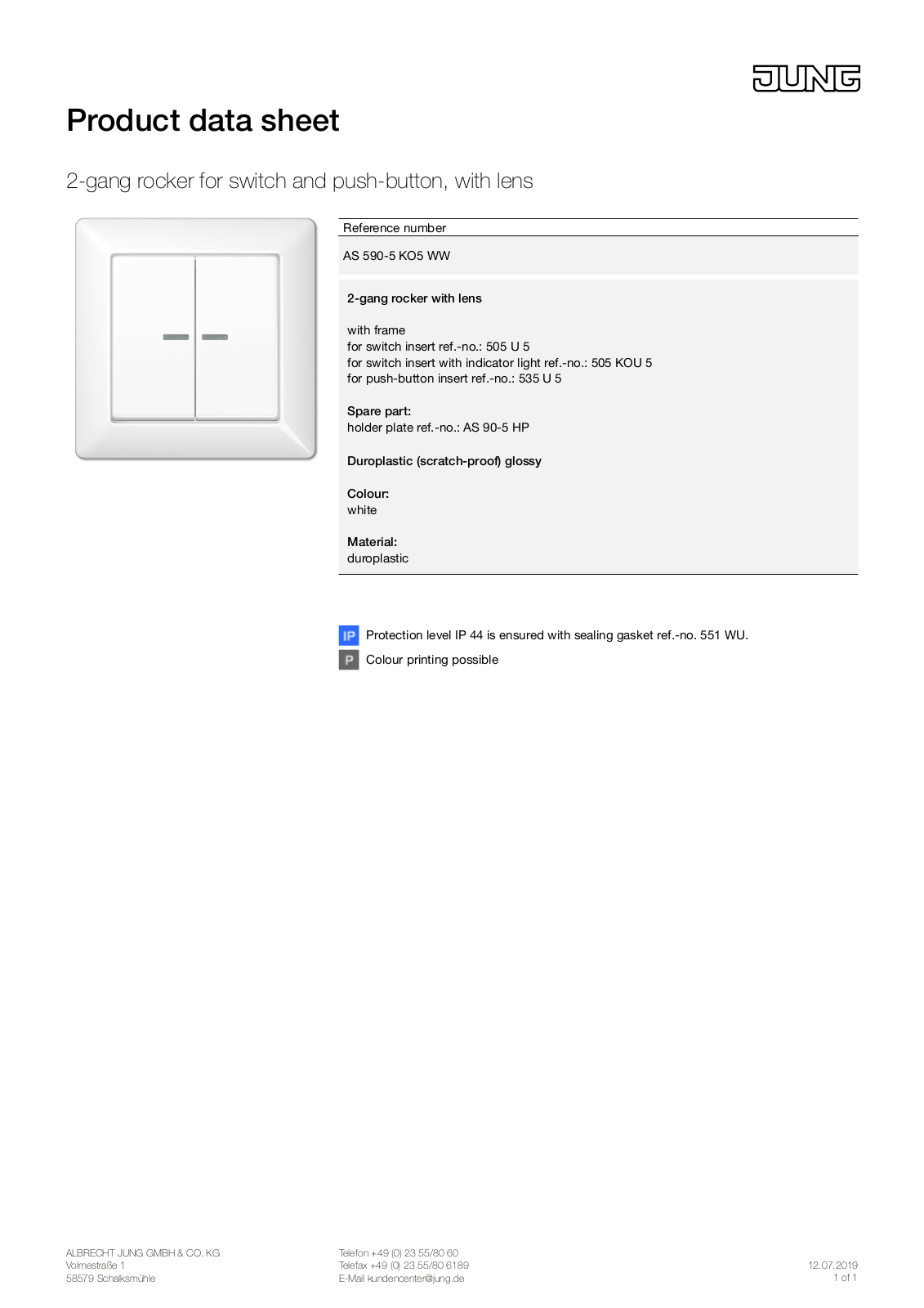 Jung AS 590-5 KO5 WW User Manual