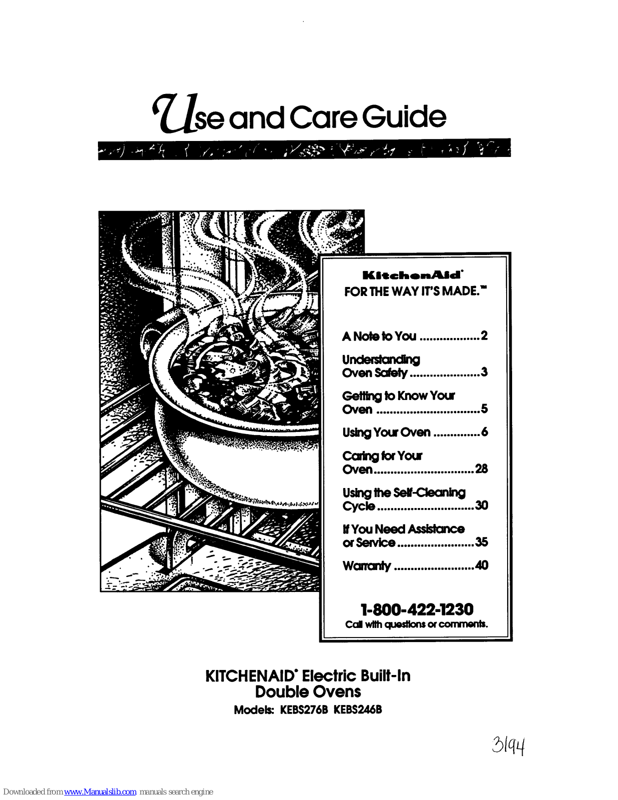 KitchenAid OVEN KEB246B, KEBS276B, KEBS246B Use And Care Manual