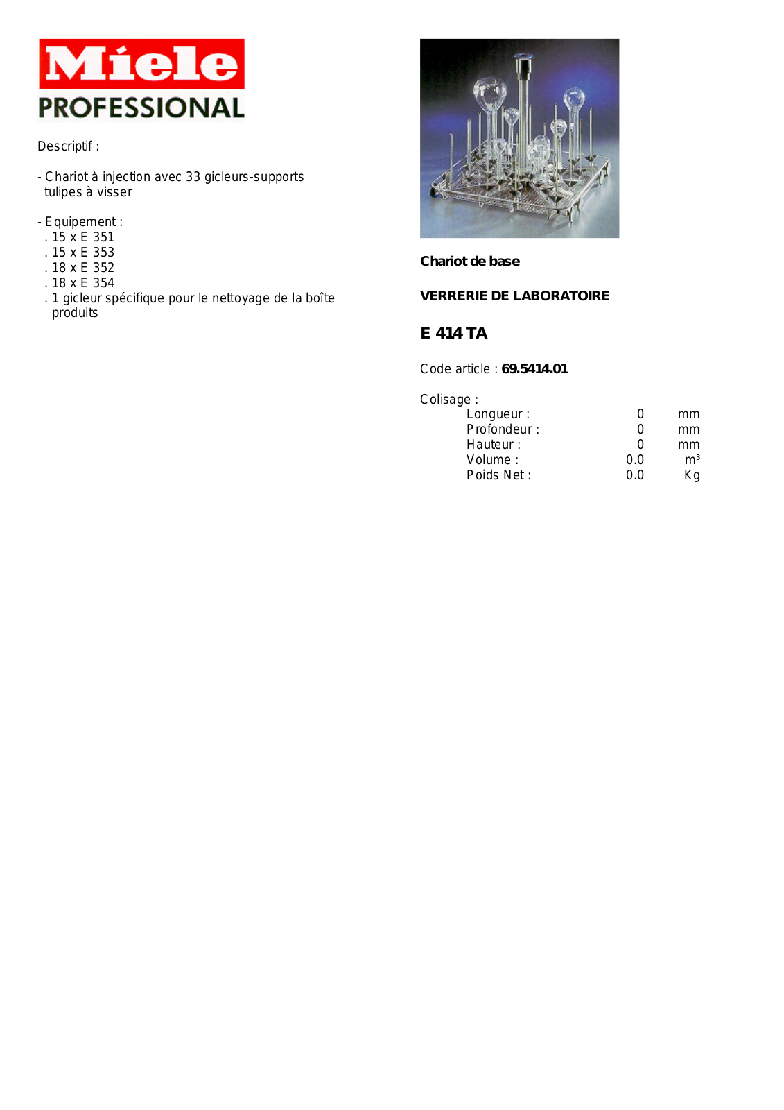 MIELE E 414 DESCRIPTIF User Manual