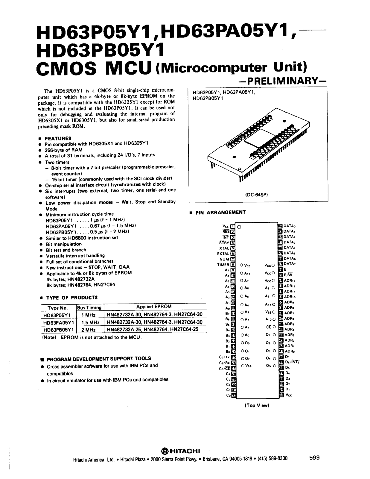 HIT HD63P05Y1 Datasheet