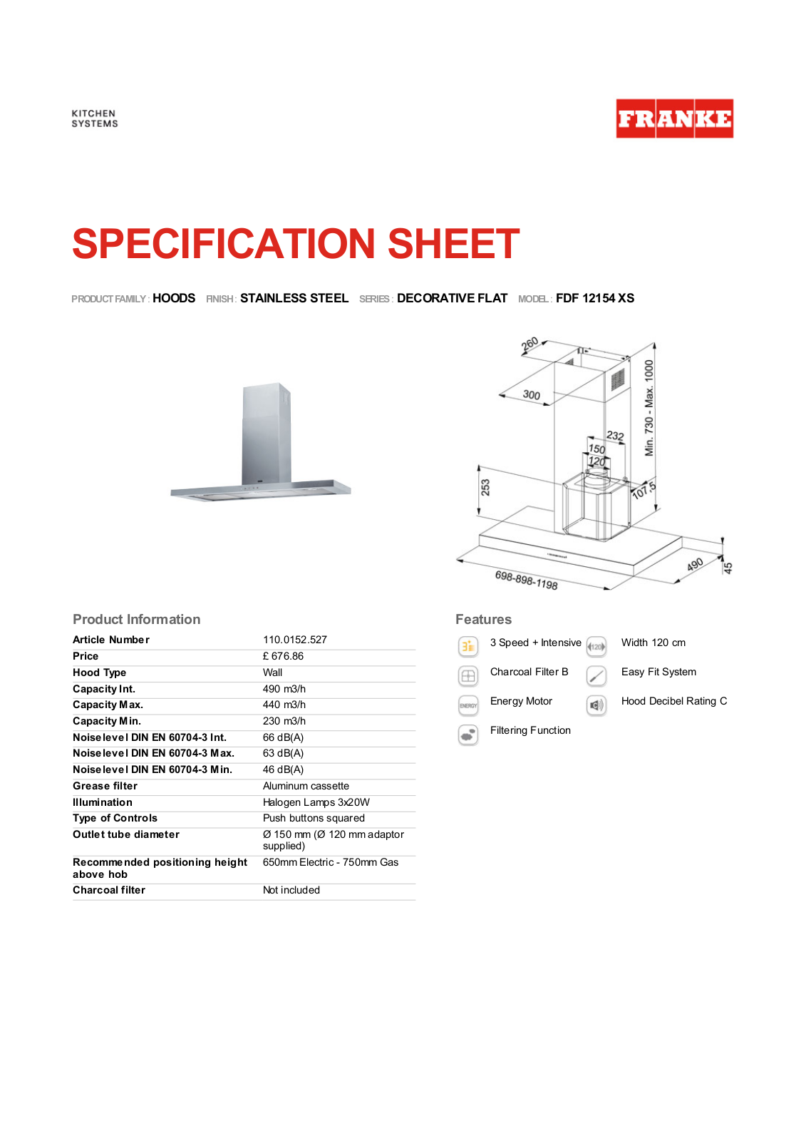 Franke Foodservice FDF 12154 XS User Manual