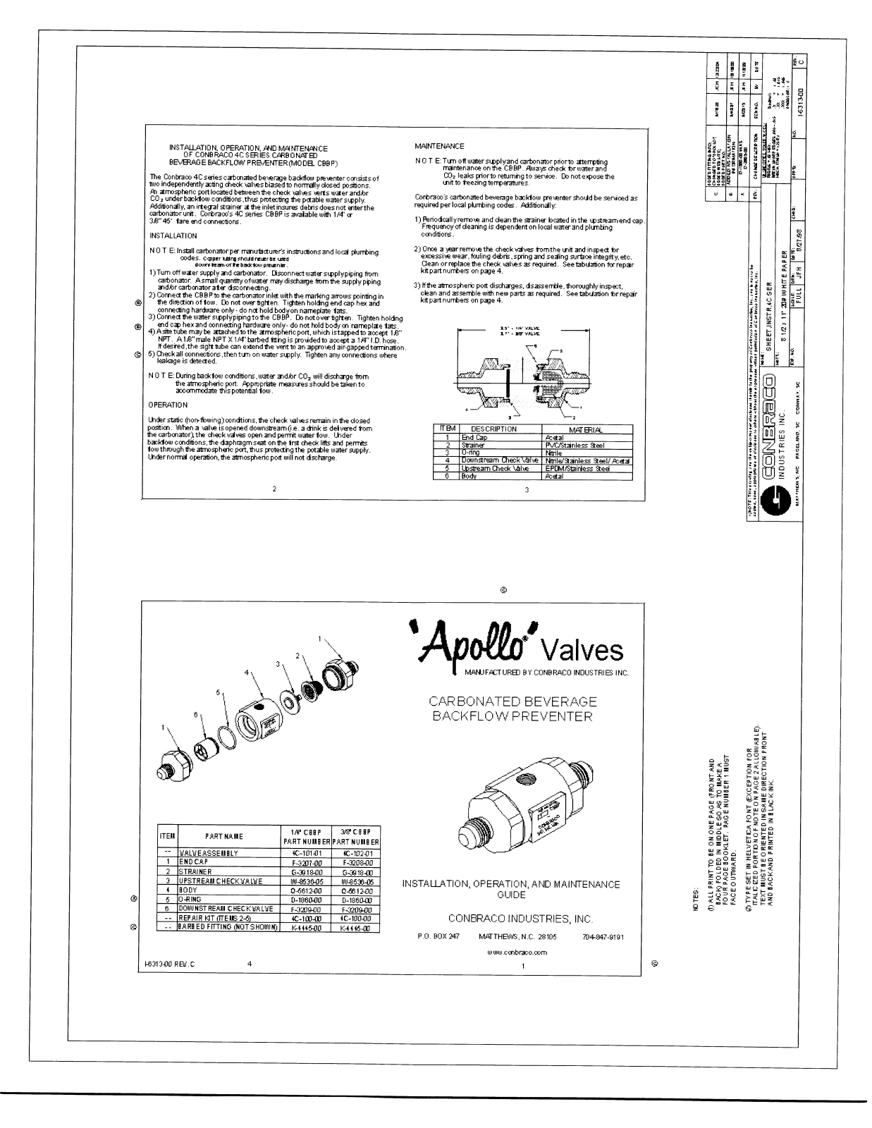 Apollo Conbraco 4C-100 Installation Manual