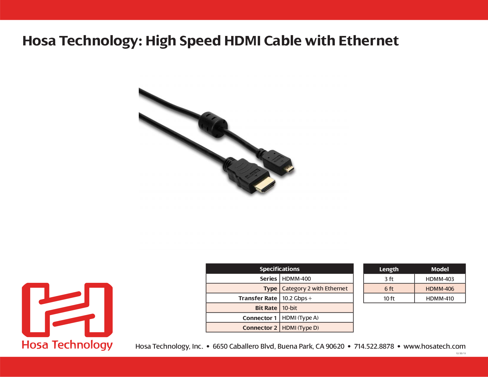 Hosa Technology CA90620 User Manual