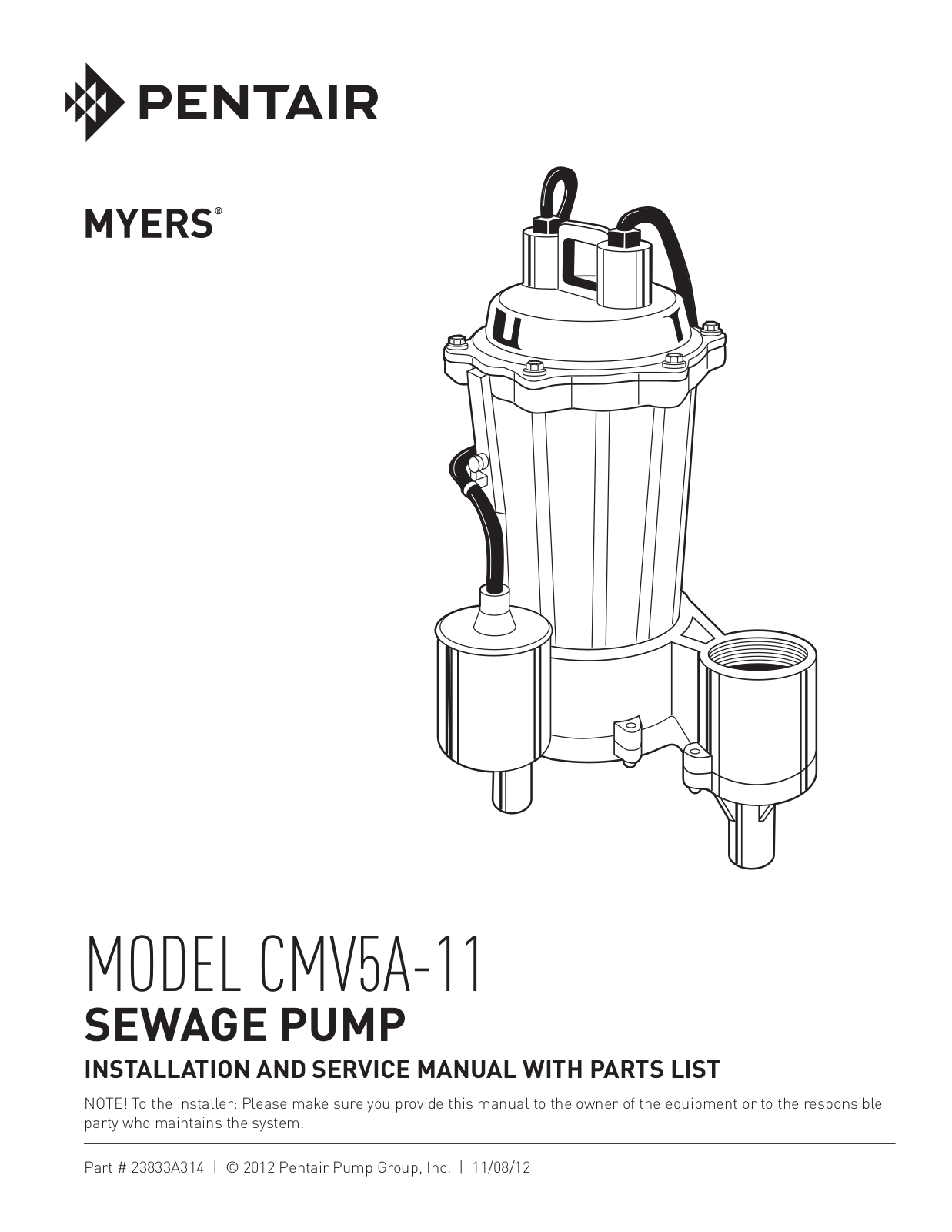 Myers CMV5 Installation Manual