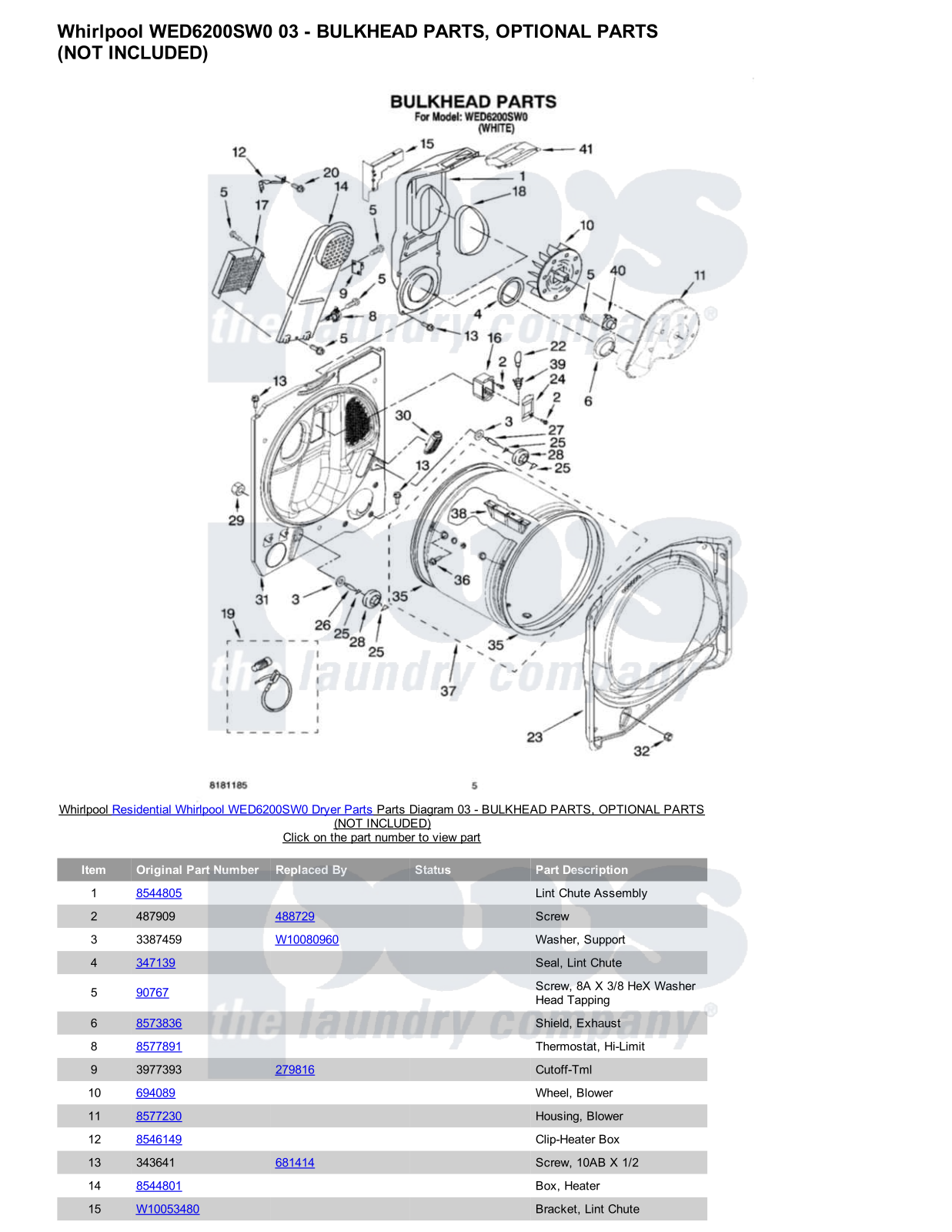 Whirlpool WED6200SW0 Parts Diagram