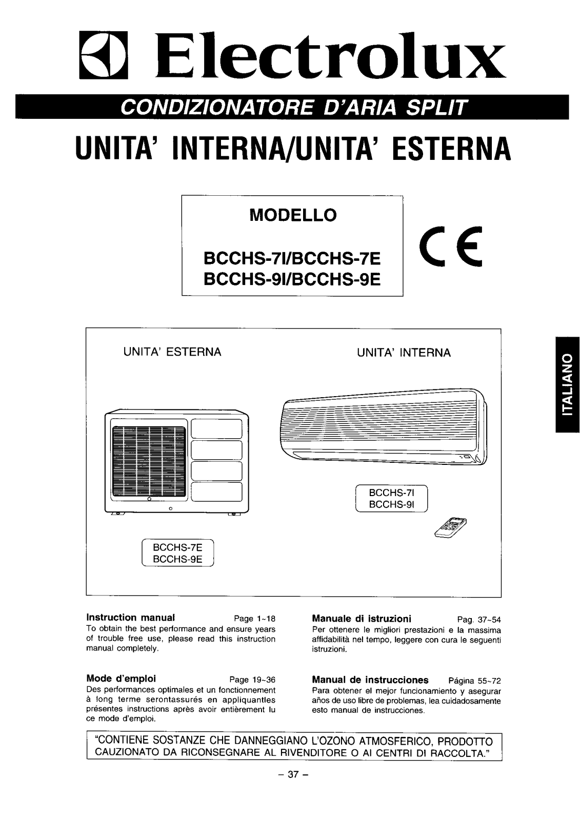 AEG BCCHS9E, BCCHS9I, BCCHS7E User Manual