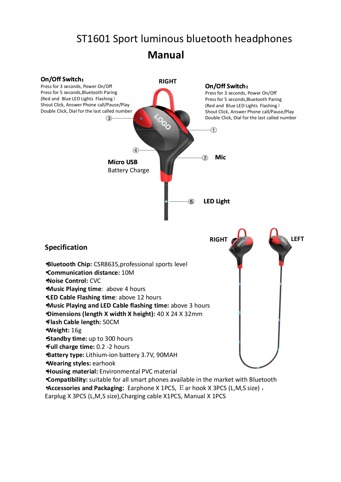 HUIZHOU CITY CHENGDA ELECTRONICS ST1601 User Manual