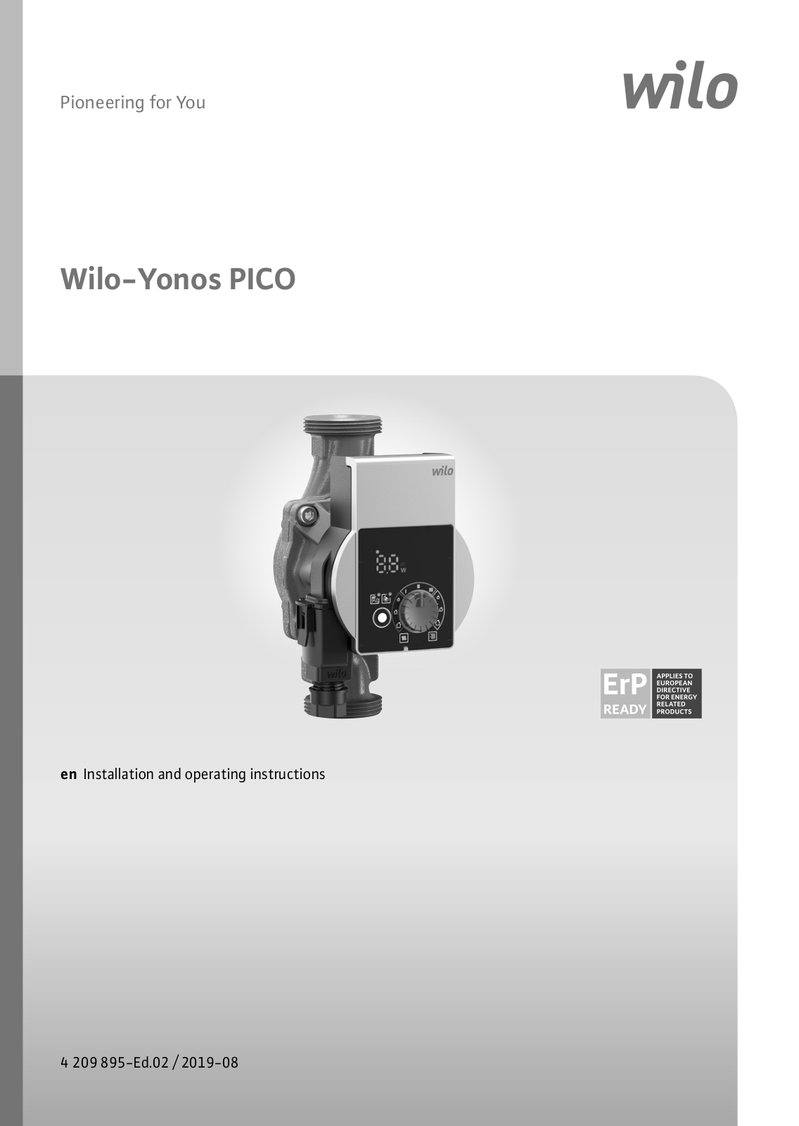 Wilo Yonos PICO, Varios PICO-STG Installation And Operating Instructions Manual