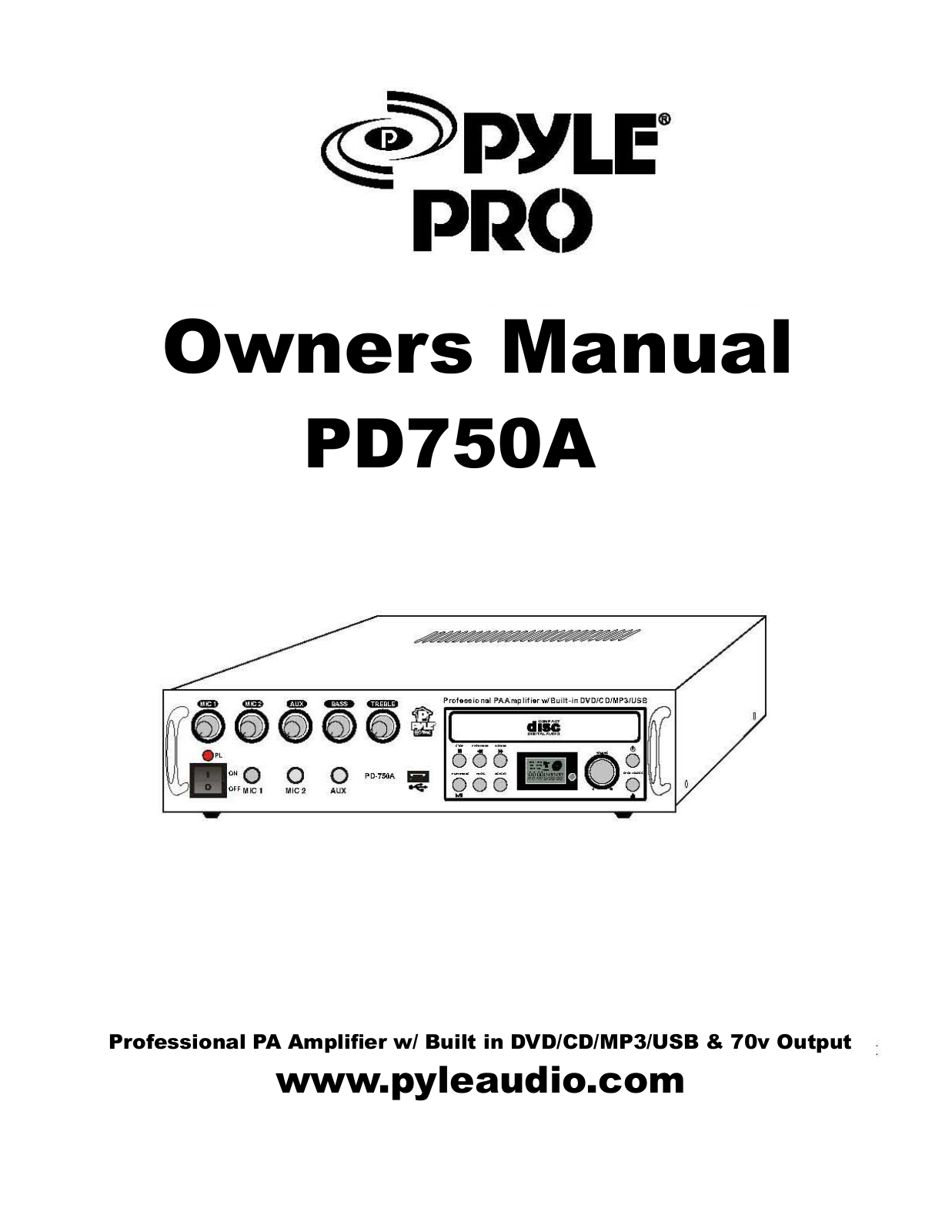 PYLE Audio PD750A User Manual