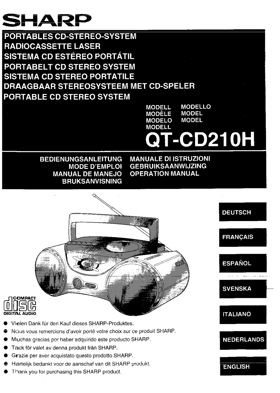 Sharp QT-CD210H User Manual