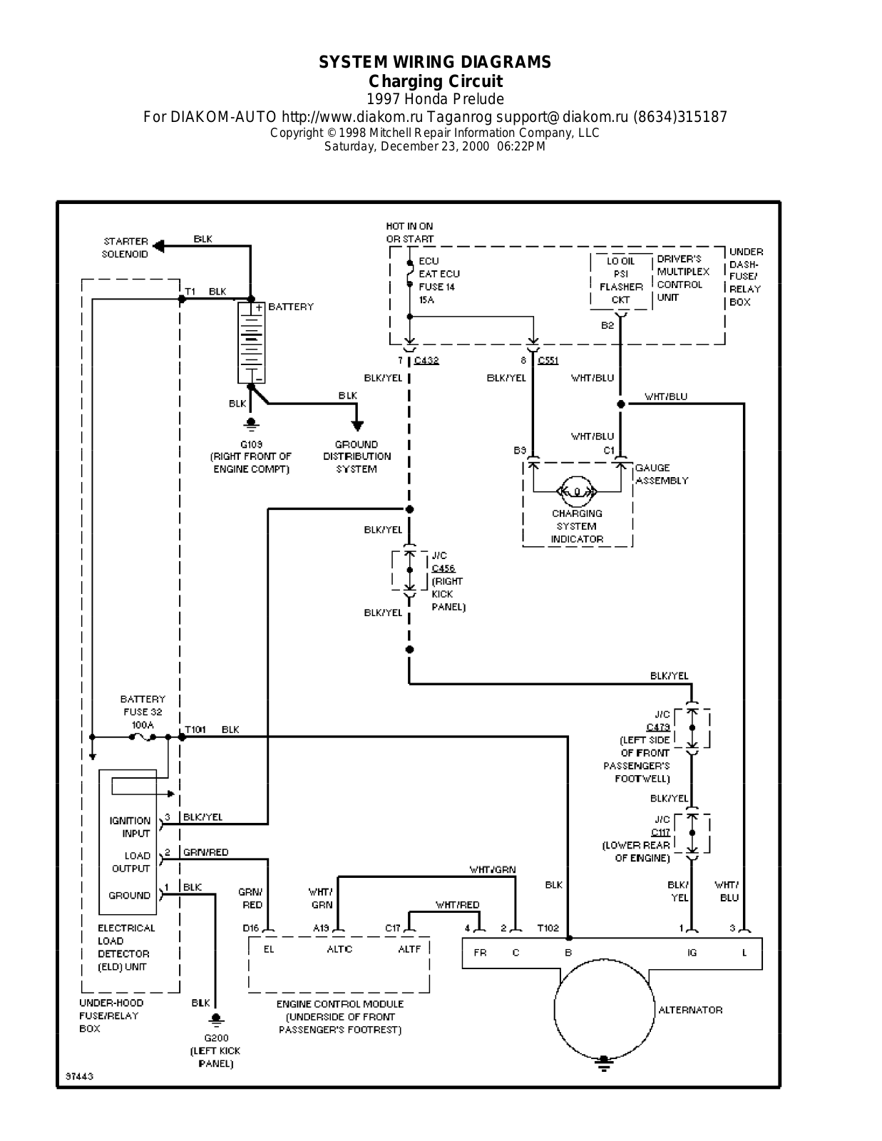 Honda Prelude 1997-1999 Wire Diagrams  17507