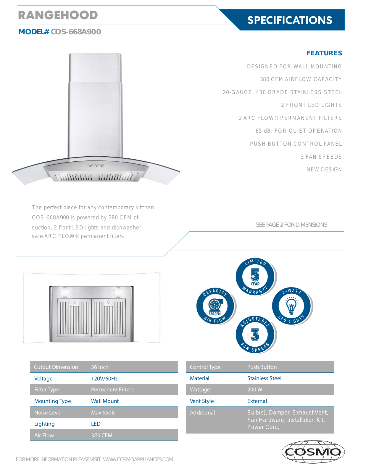 Cosmo DVRD1073 Specifications(Range) - ManualMachine.com