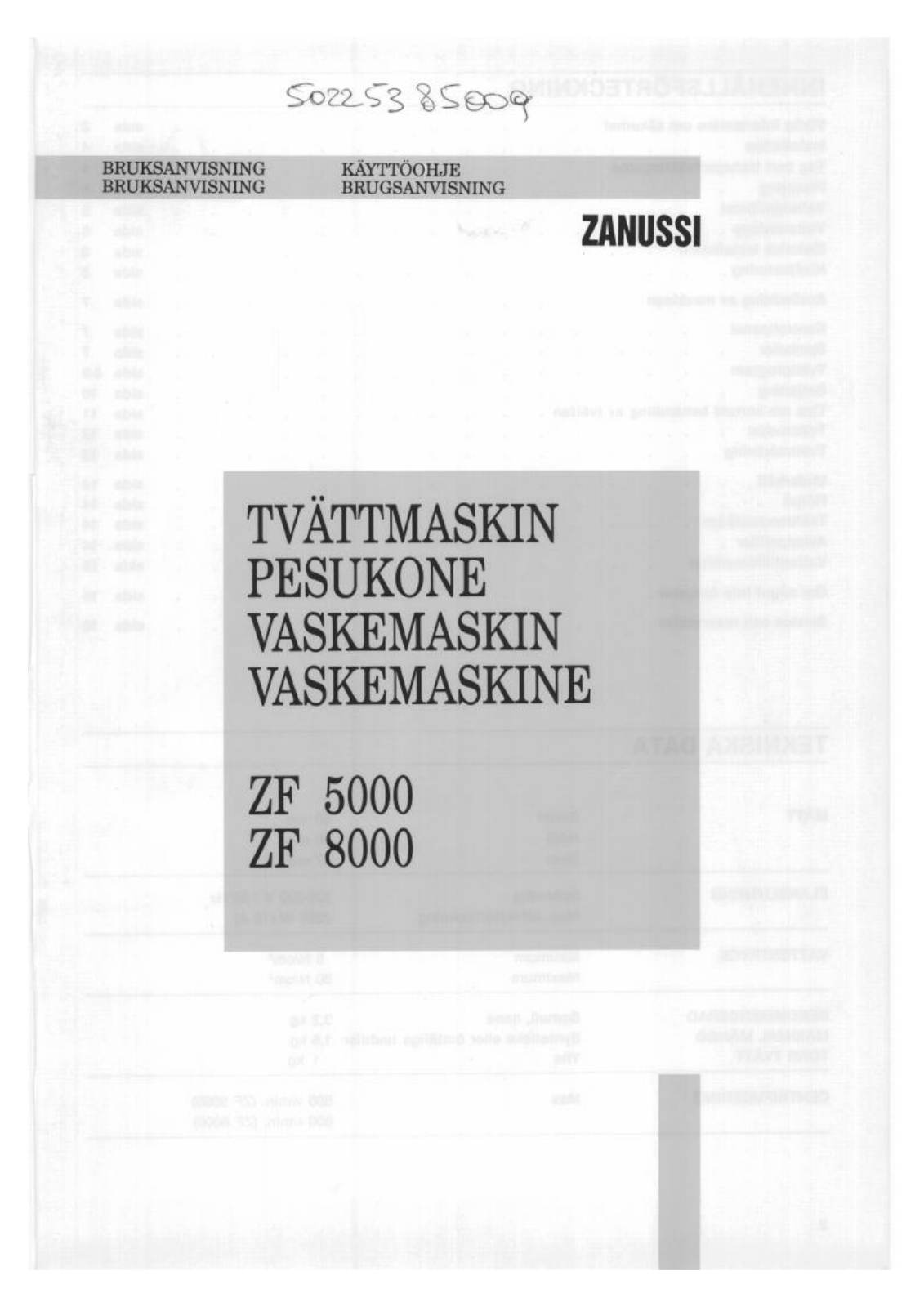 Zanussi ZF5000 User Manual