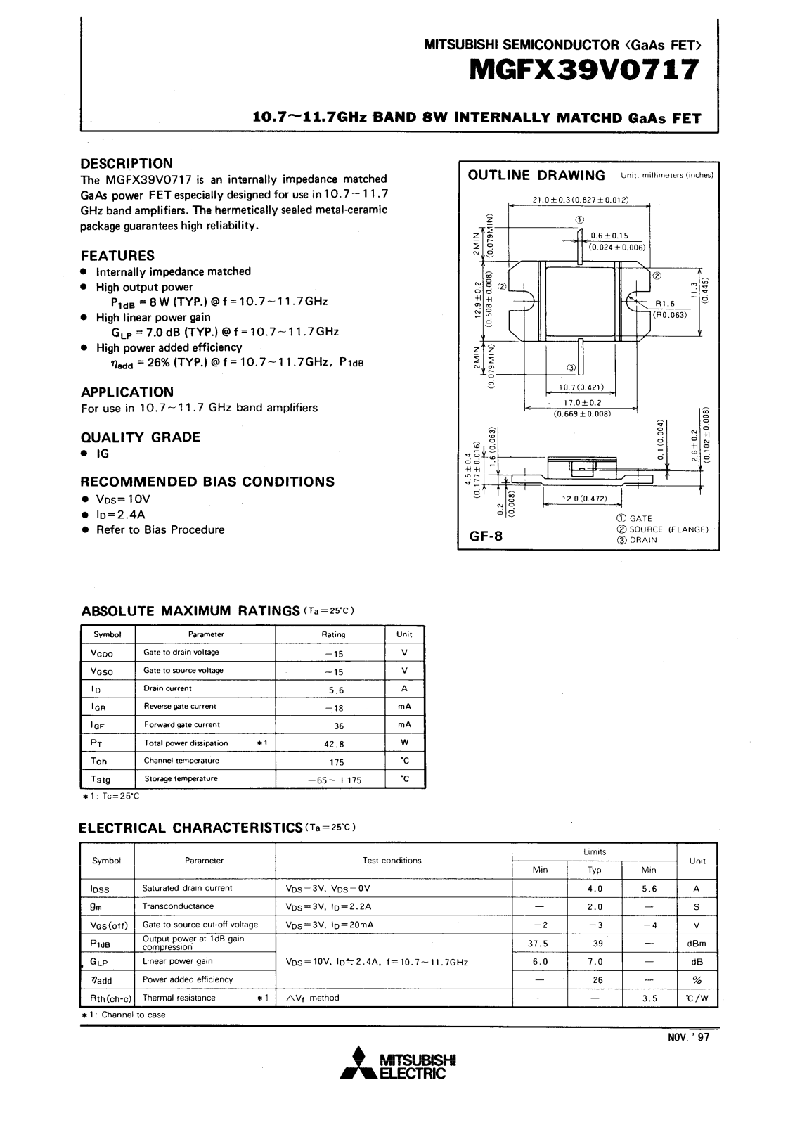 Mitsubishi MGFX39V0717 Datasheet