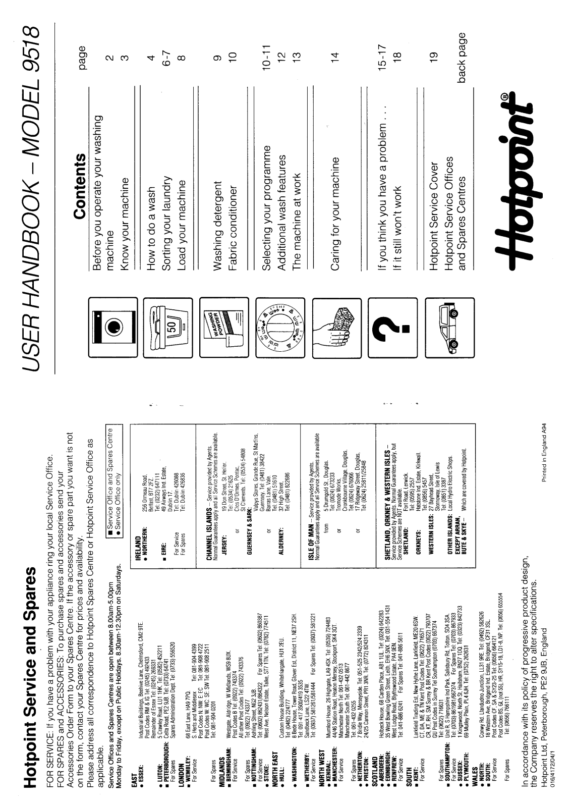 Hotpoint 9518 User Manual