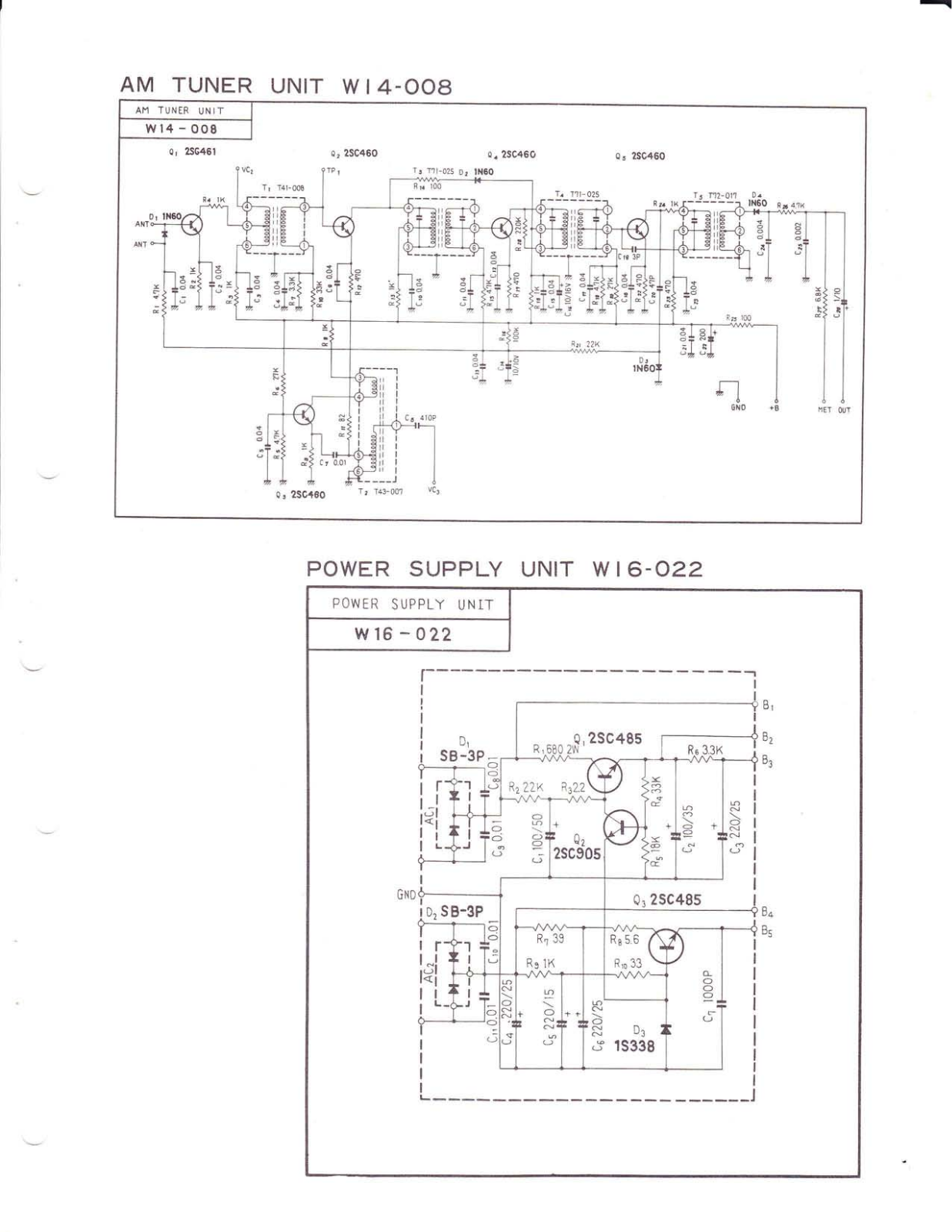 Pioneer W14-008, W16-022 Schematic