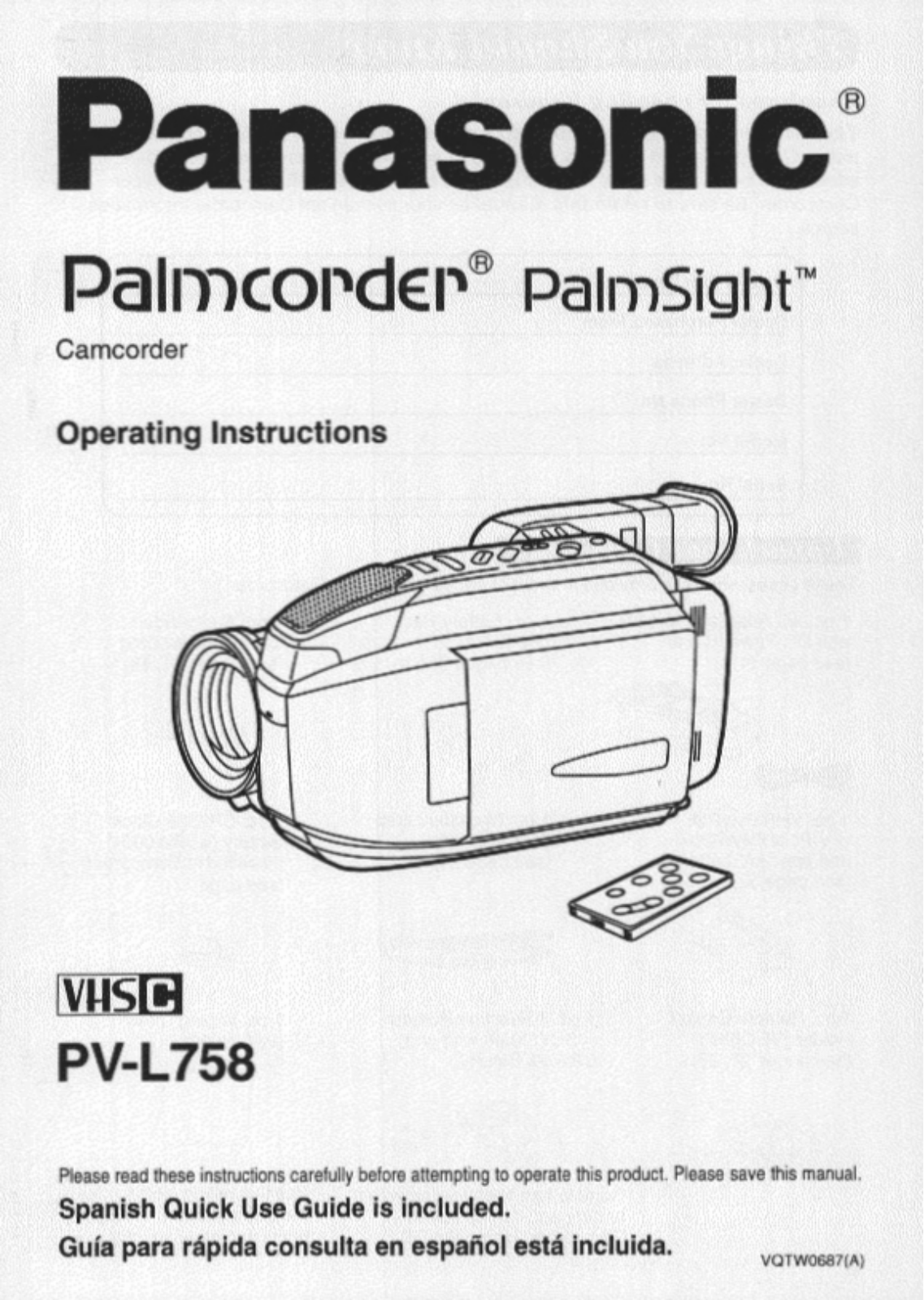 Panasonic PV-L758 Operating Instruction