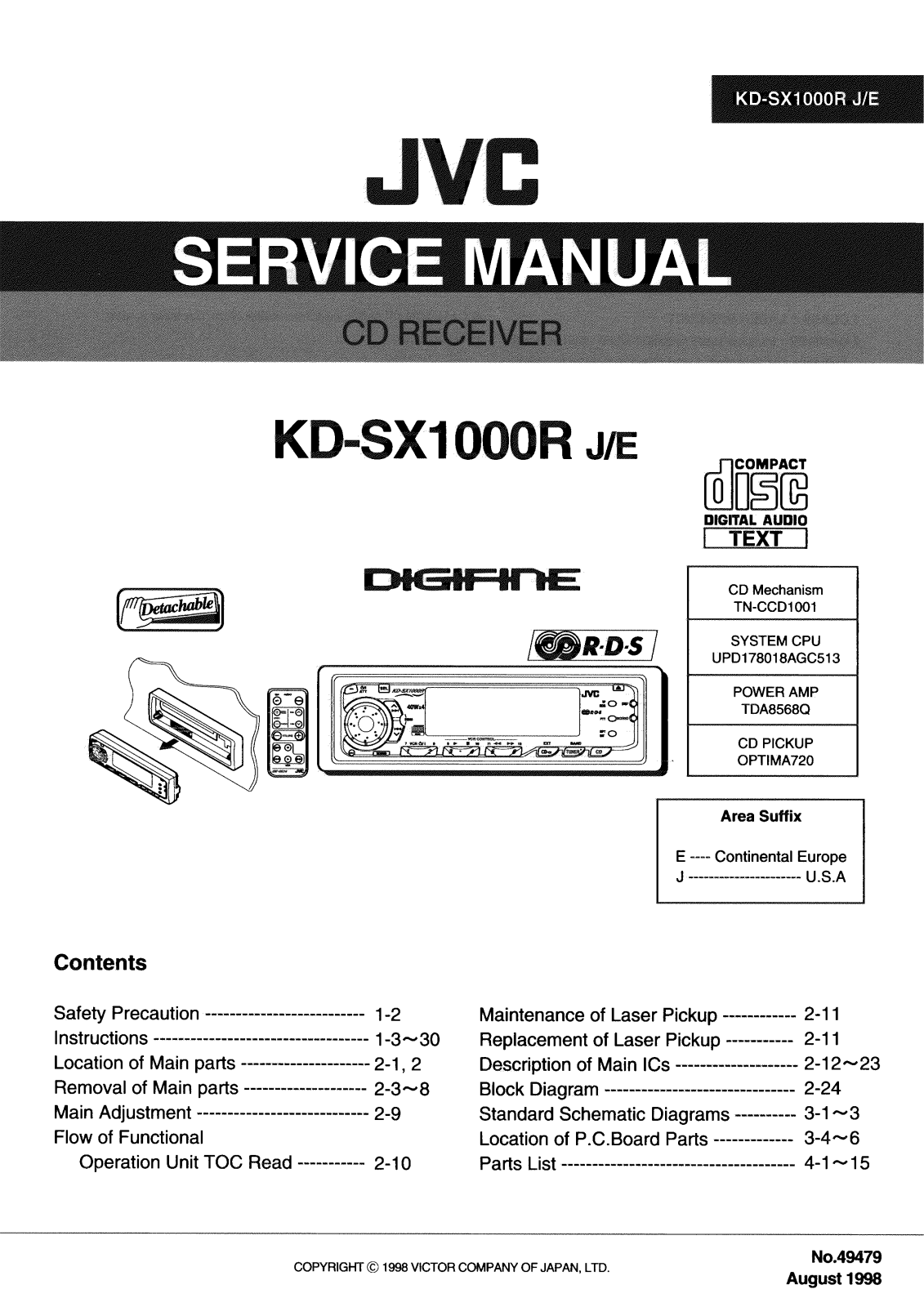 JVC KD-SX1000RE, KD-SX1000RJ Service Manual