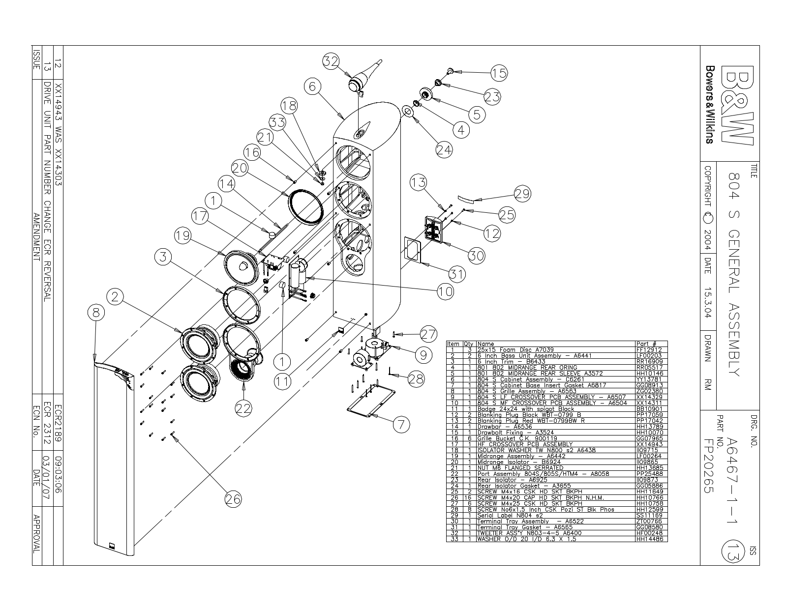 Bowers and Wilkins 804-S Service manual