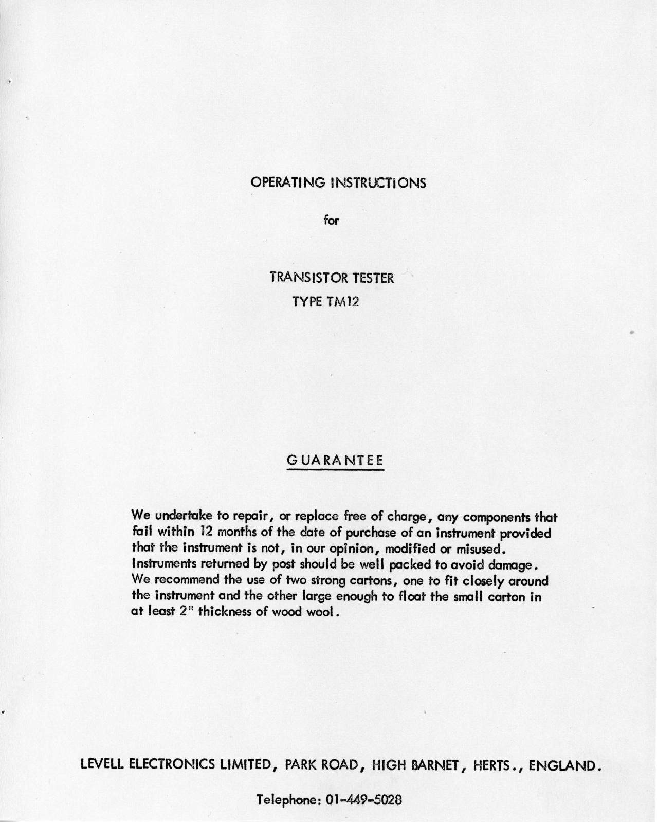 Levell TM12 User Manual - ManualMachine.com