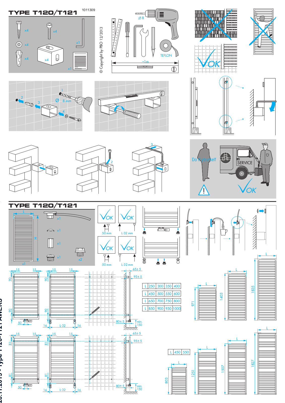 Acova T120, T121 Installation Manual