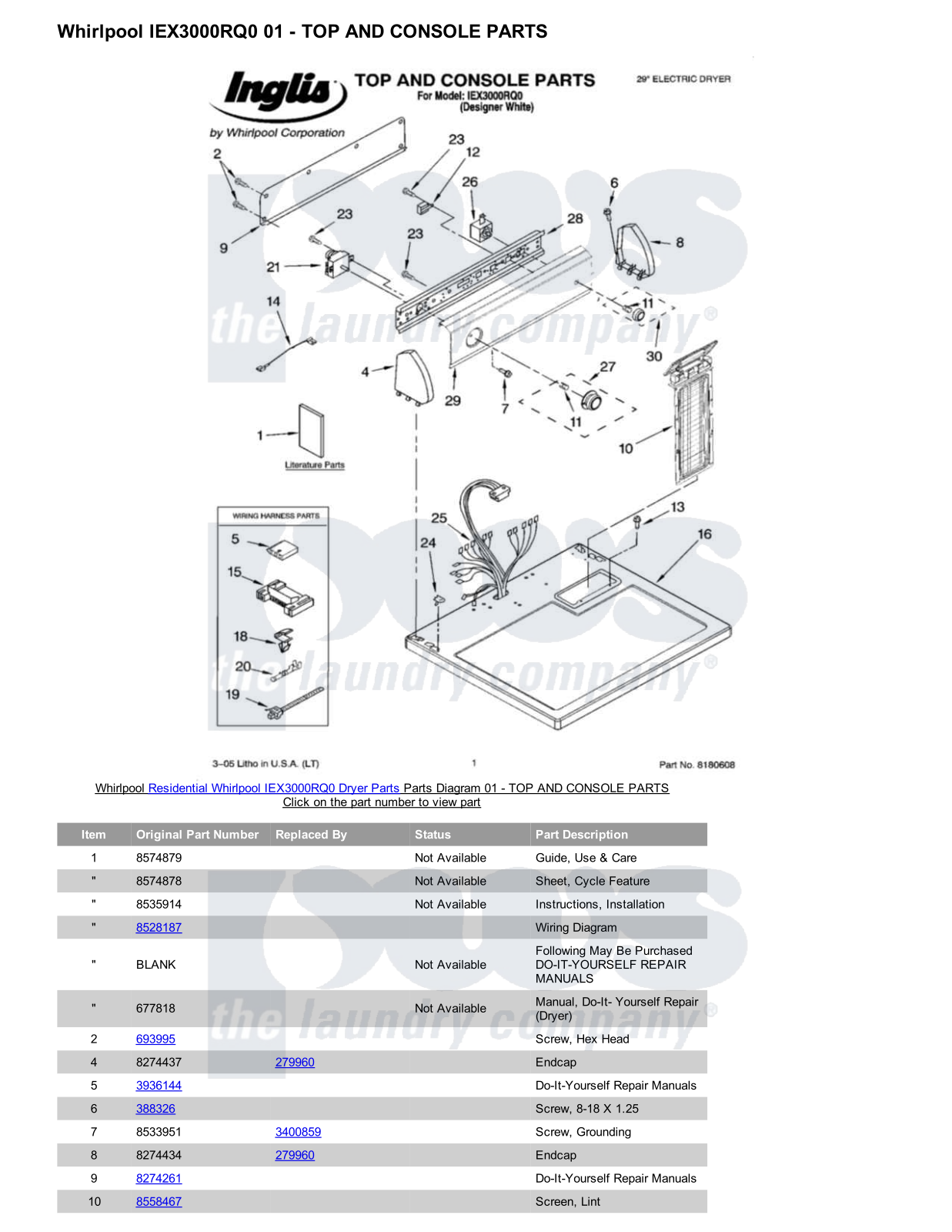 Whirlpool IEX3000RQ0 Parts Diagram